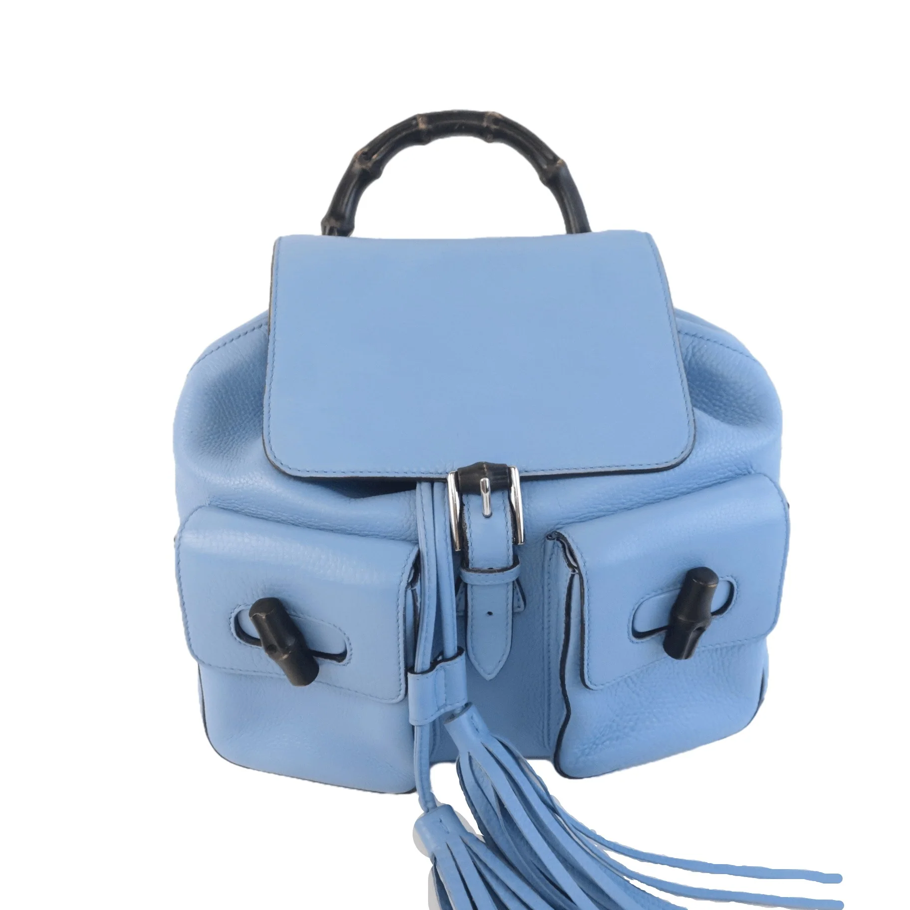 Gucci Calfskin Medium Bamboo Backpack Blue Jeans - Image 2