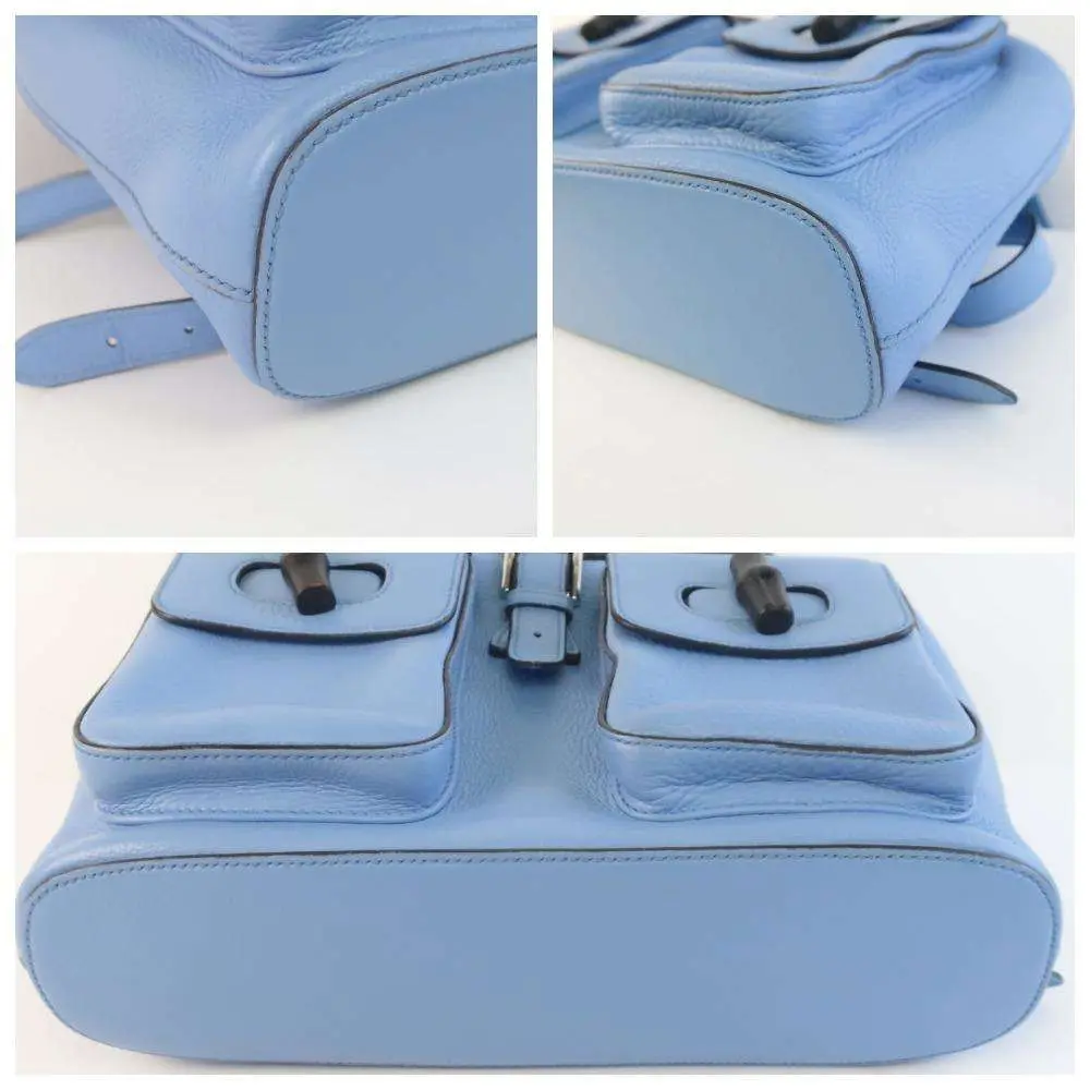 Gucci Calfskin Medium Bamboo Backpack Blue Jeans - Image 9