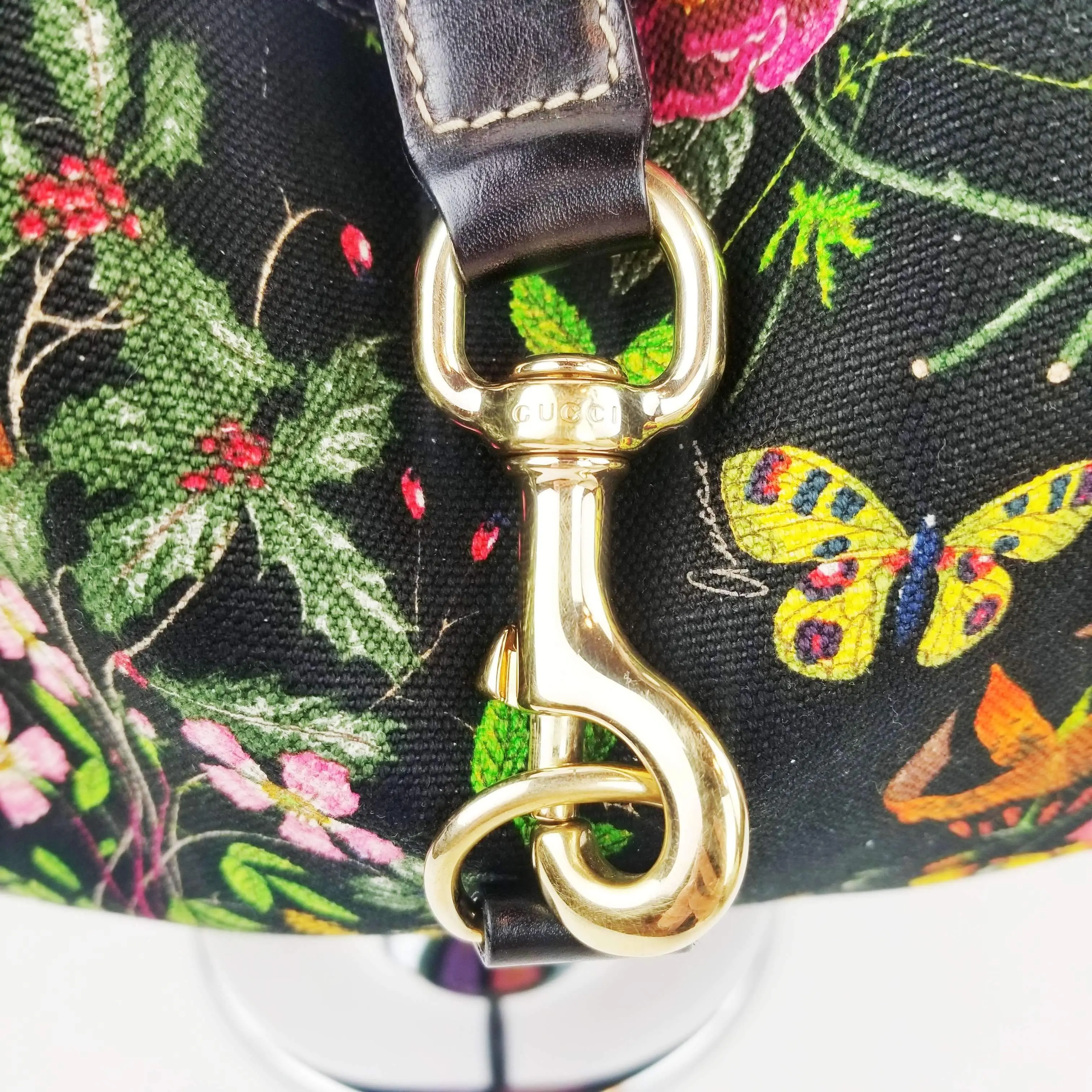 Gucci Flora Bouvier Hobo Medium Black Leather Bag with GHW - Image 14