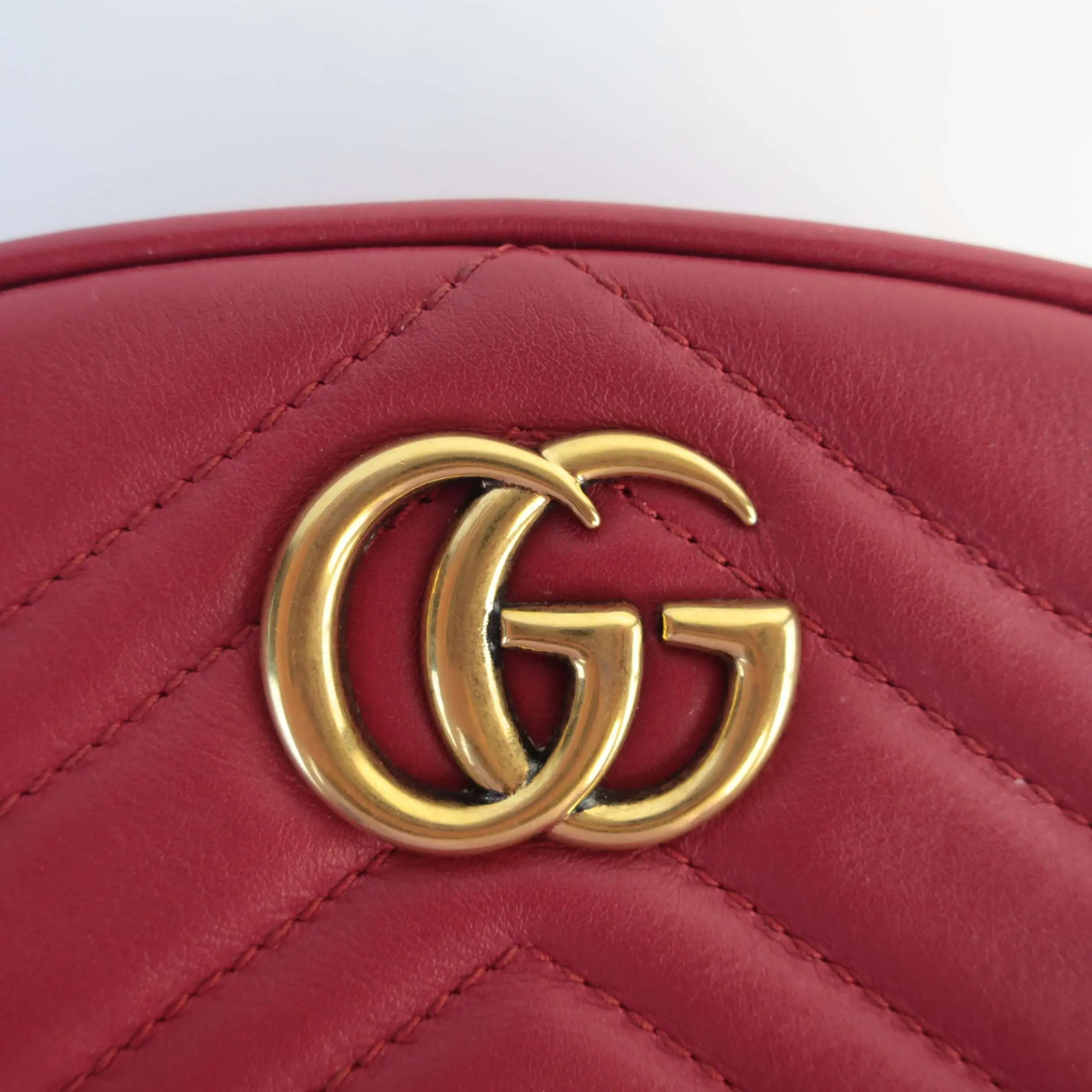 Gucci Red Quilted Leather GG Marmont Waist Belt Bag - Image 10