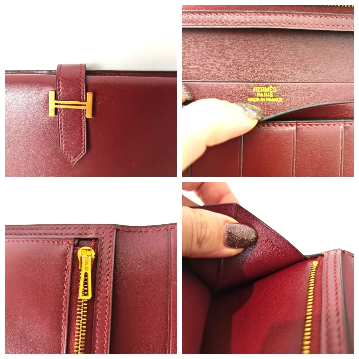 Hermes Bearn Maroon Swift Leather Wallet - Image 4