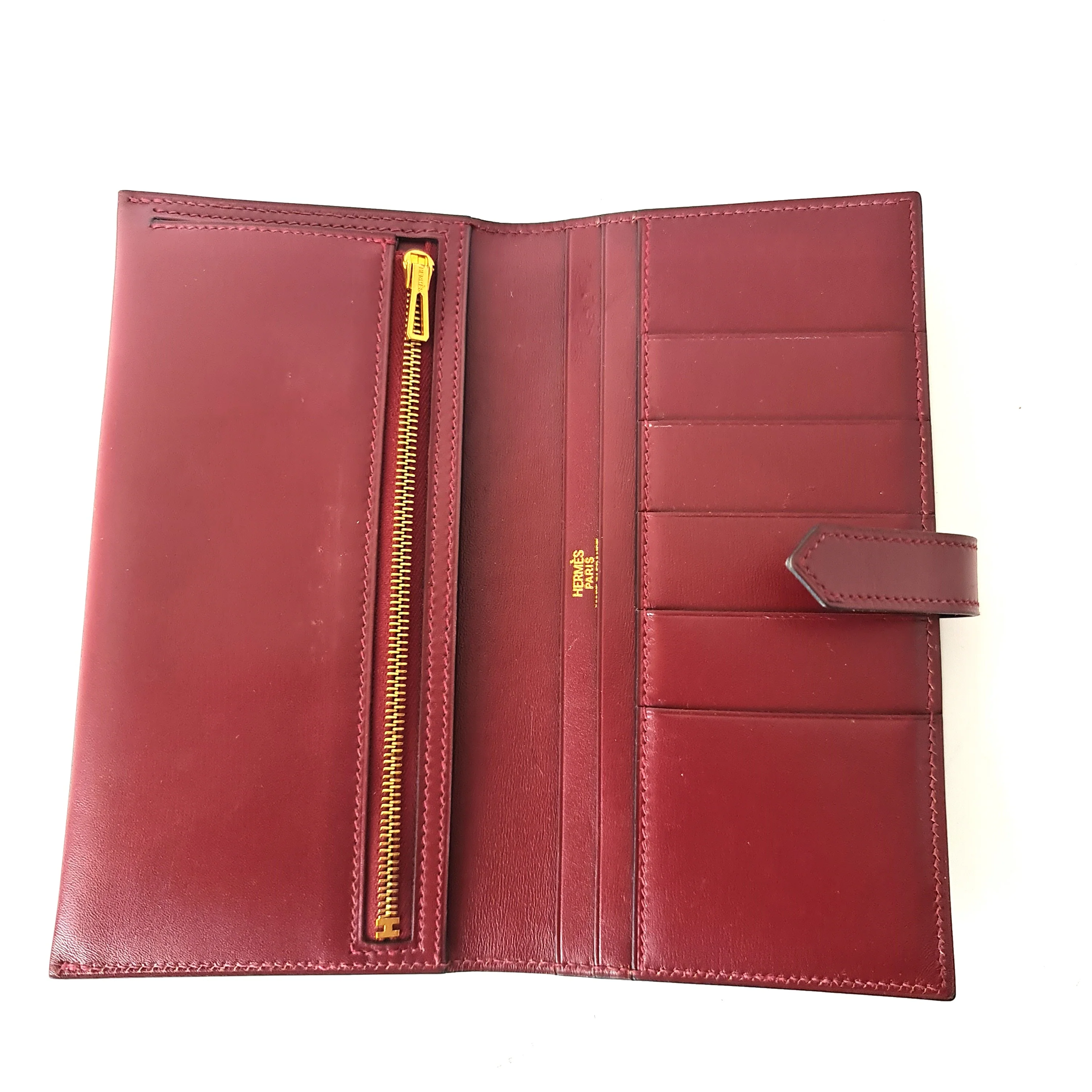 Hermes Bearn Maroon Swift Leather Wallet - Image 9