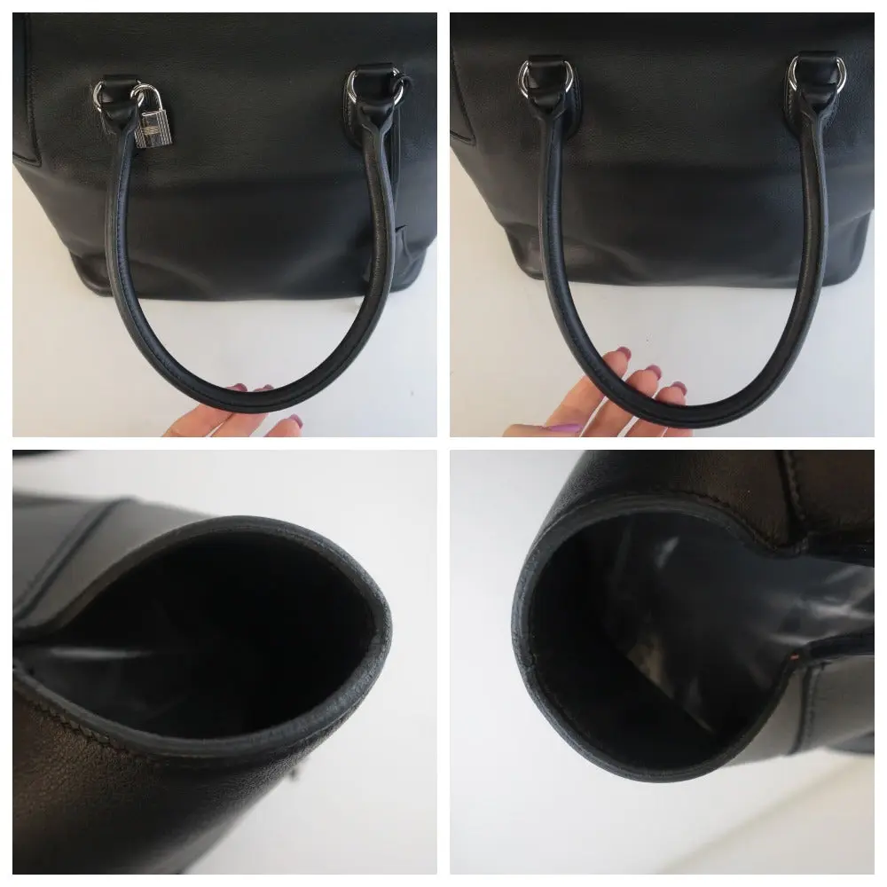 Hermes Black Swift Leather Q Square PHW Toolbox 26 Handbag - Image 16