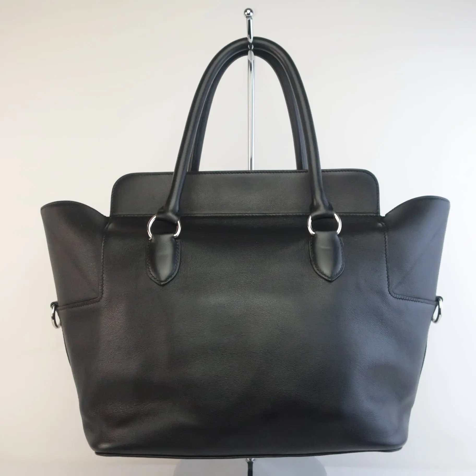 Hermes Black Swift Leather Q Square PHW Toolbox 26 Handbag - Image 18