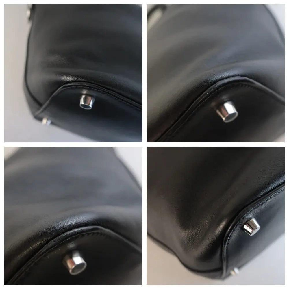 Hermes Black Swift Leather Q Square PHW Toolbox 26 Handbag - Image 21