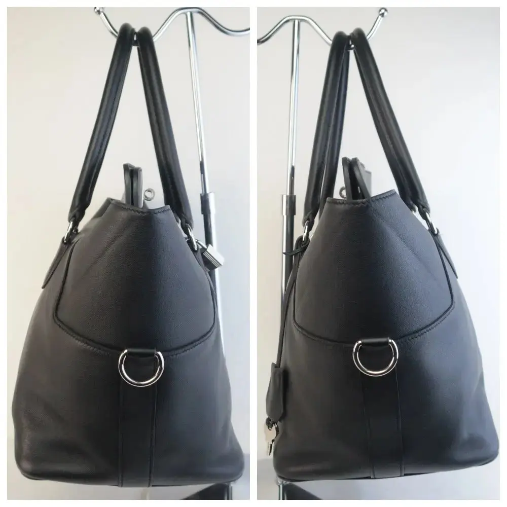 Hermes Black Swift Leather Q Square PHW Toolbox 26 Handbag - Image 7