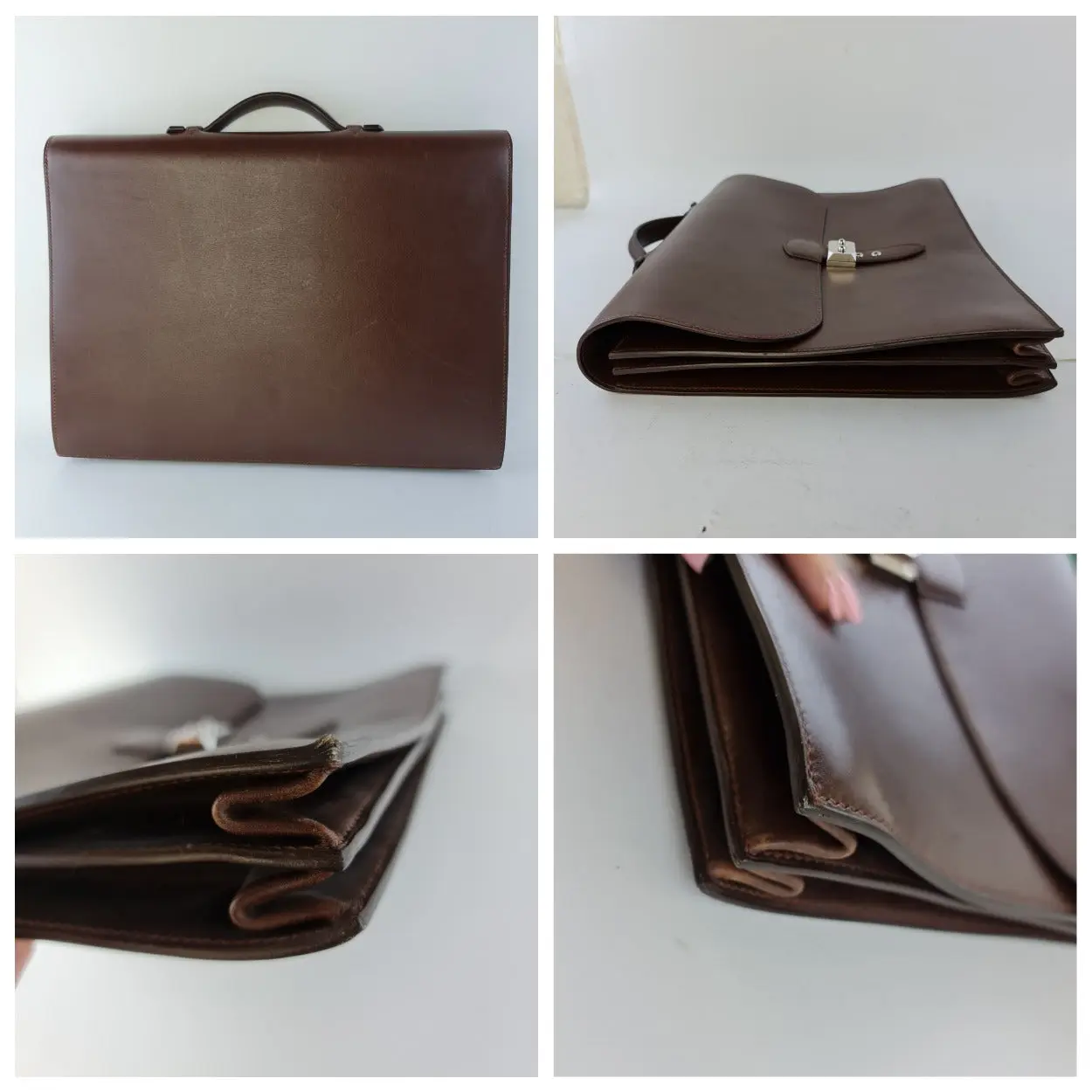 Hermes Brown Leather Sac a Depeche 40 Briefcase Bag G Square (2003) - Image 8