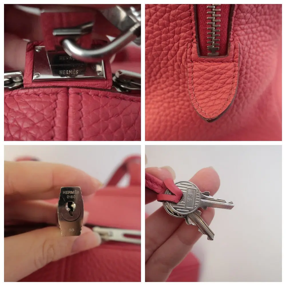 Hermes Rose Jaipur Taurillion Clemence O Square (2011) PHW Victoria II Handbag - Image 12