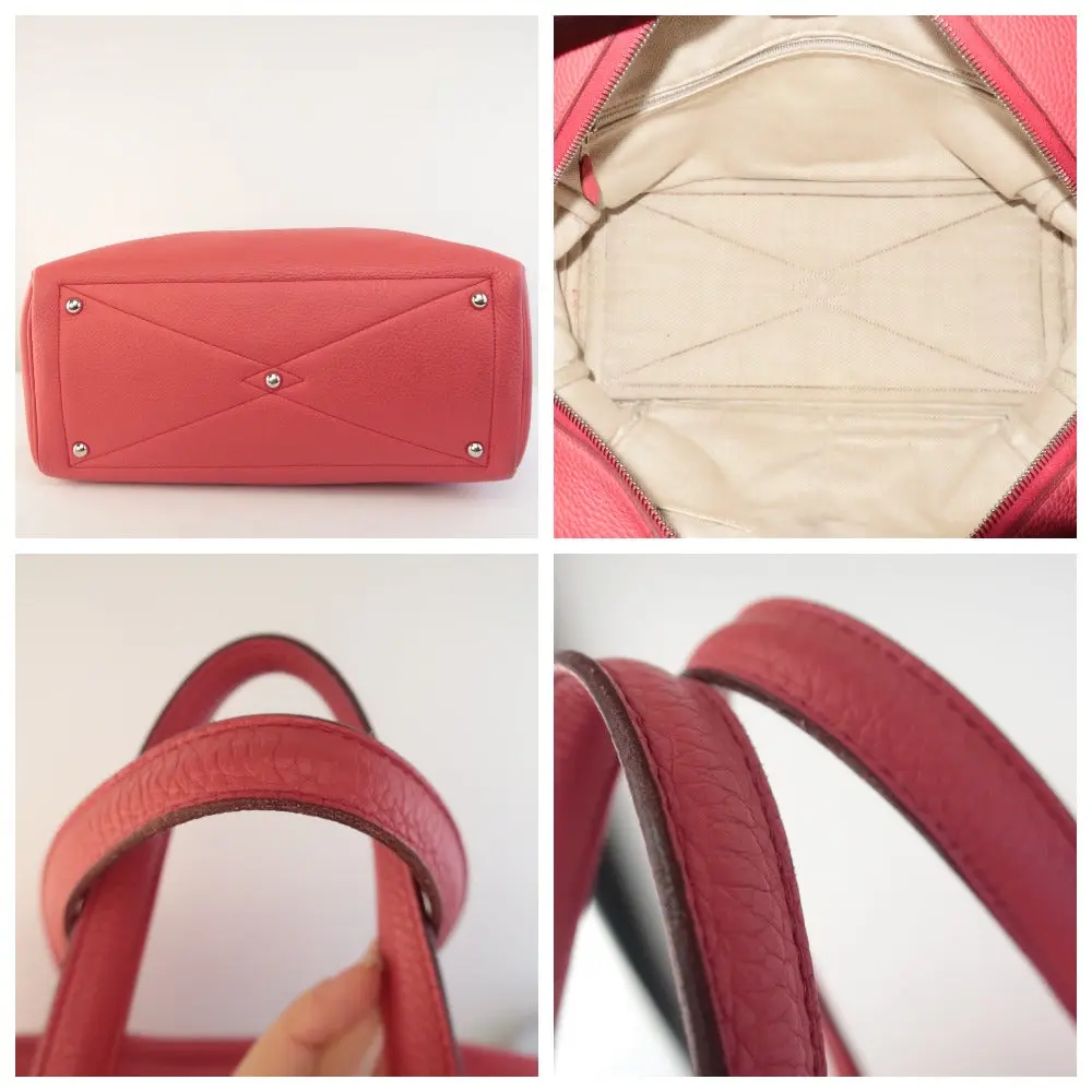 Hermes Rose Jaipur Taurillion Clemence O Square (2011) PHW Victoria II Handbag - Image 13