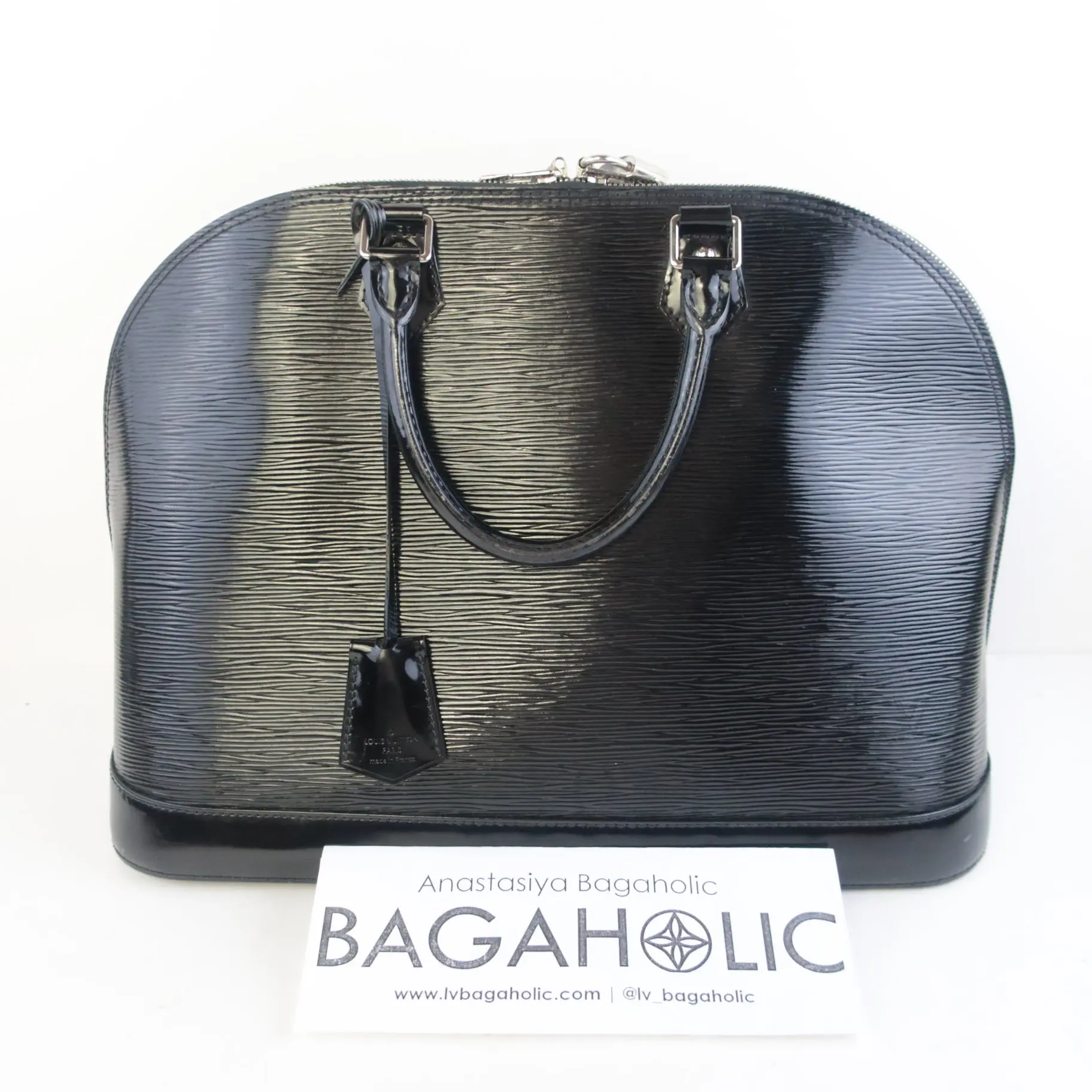 Louis Vuitton Black Epi Electric Leather Alma MM Bag (612) - Image 3