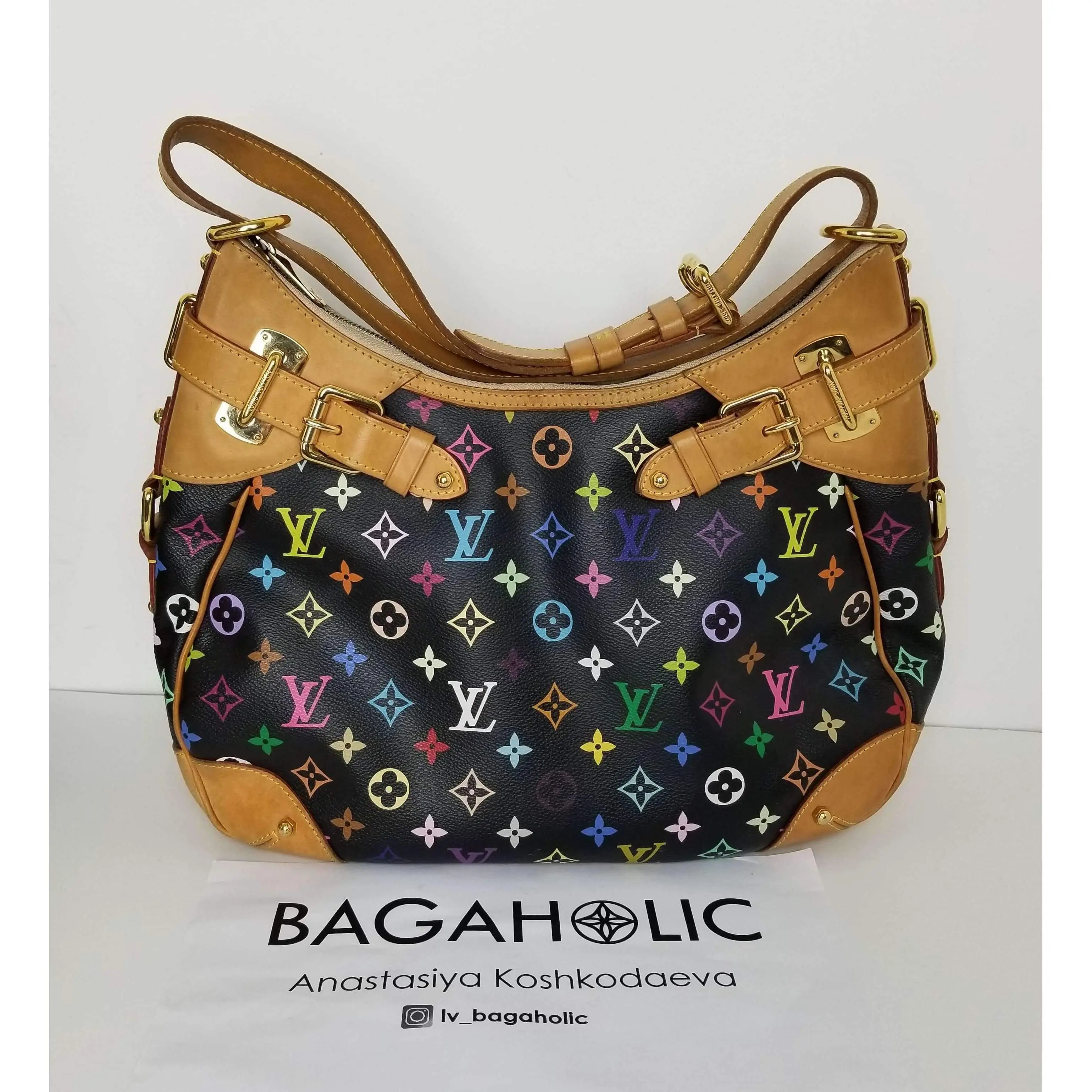 Louis Vuitton Black Monogram Multicolor Greta Bag