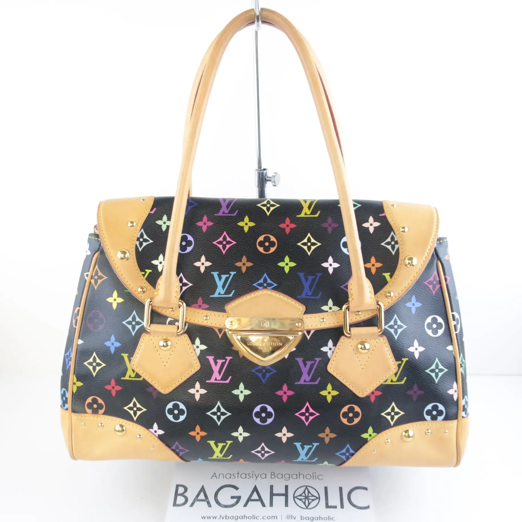 Louis Vuitton Black Monogram Multicolore Beverly GM Bag - Image 3
