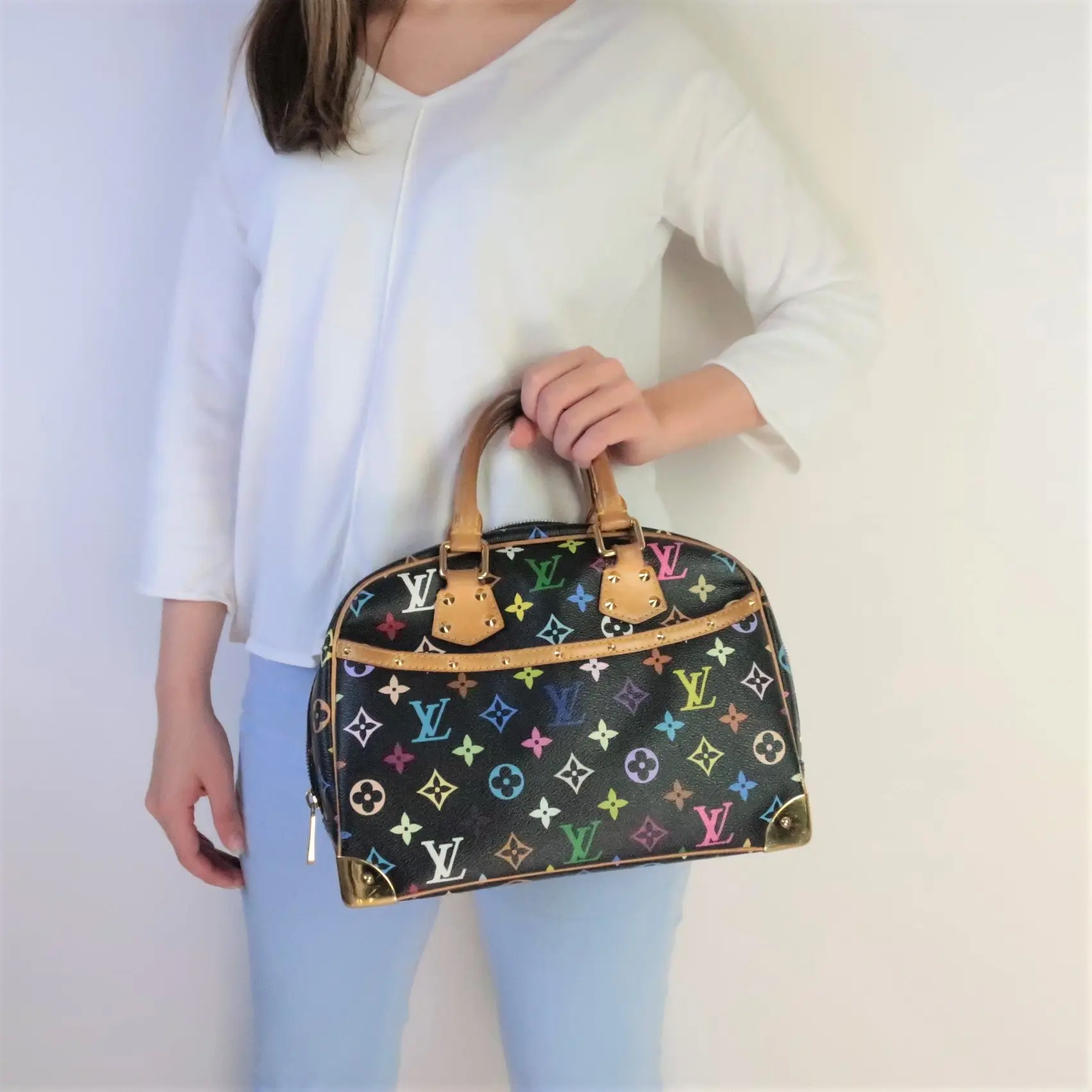 Louis Vuitton Black Monogram Multicolore Trouville Bag