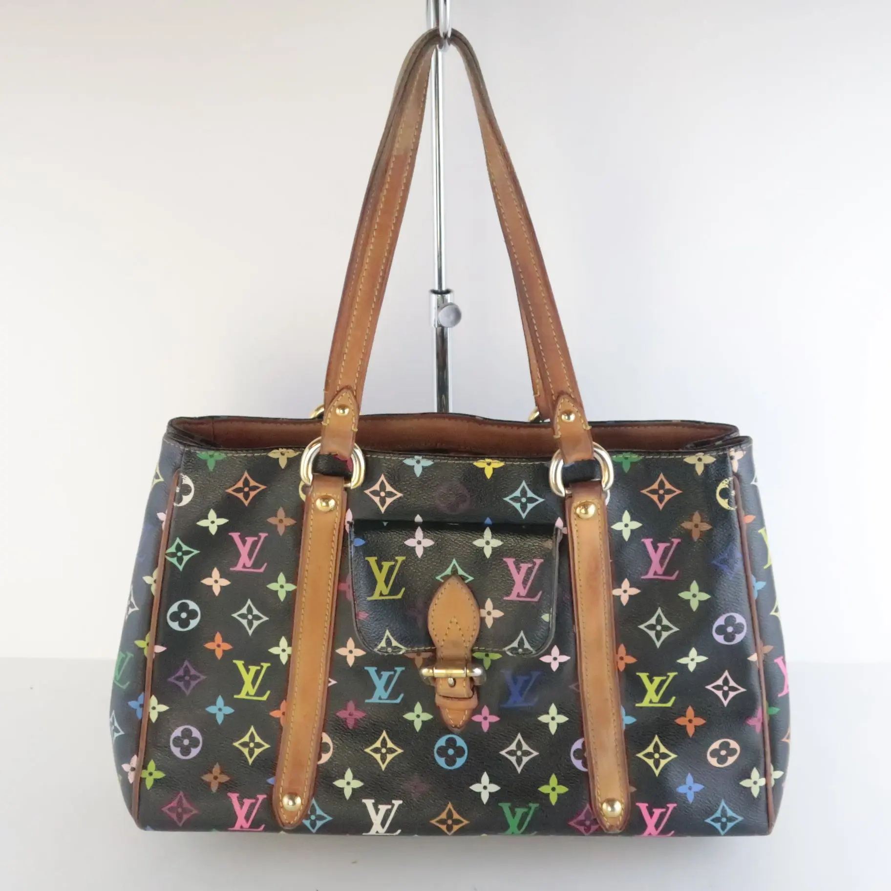 Louis Vuitton Black Multicolor Aurelia MM Tote Bag - Image 3