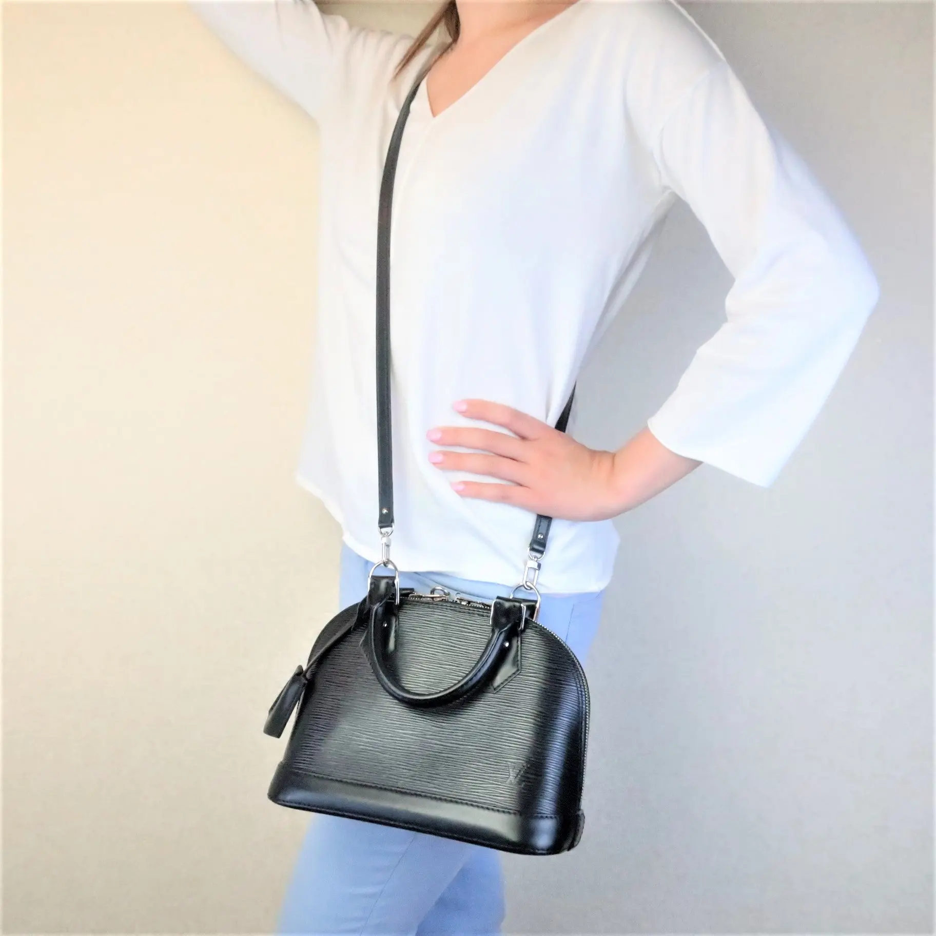 Louis Vuitton Black Noir Epi Alma BB Crossbody Bag