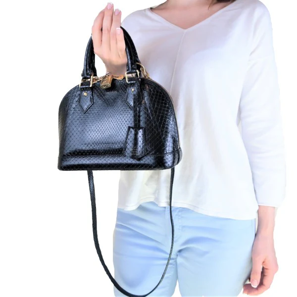 Louis Vuitton Black Python Alma BB Crossbody Bag