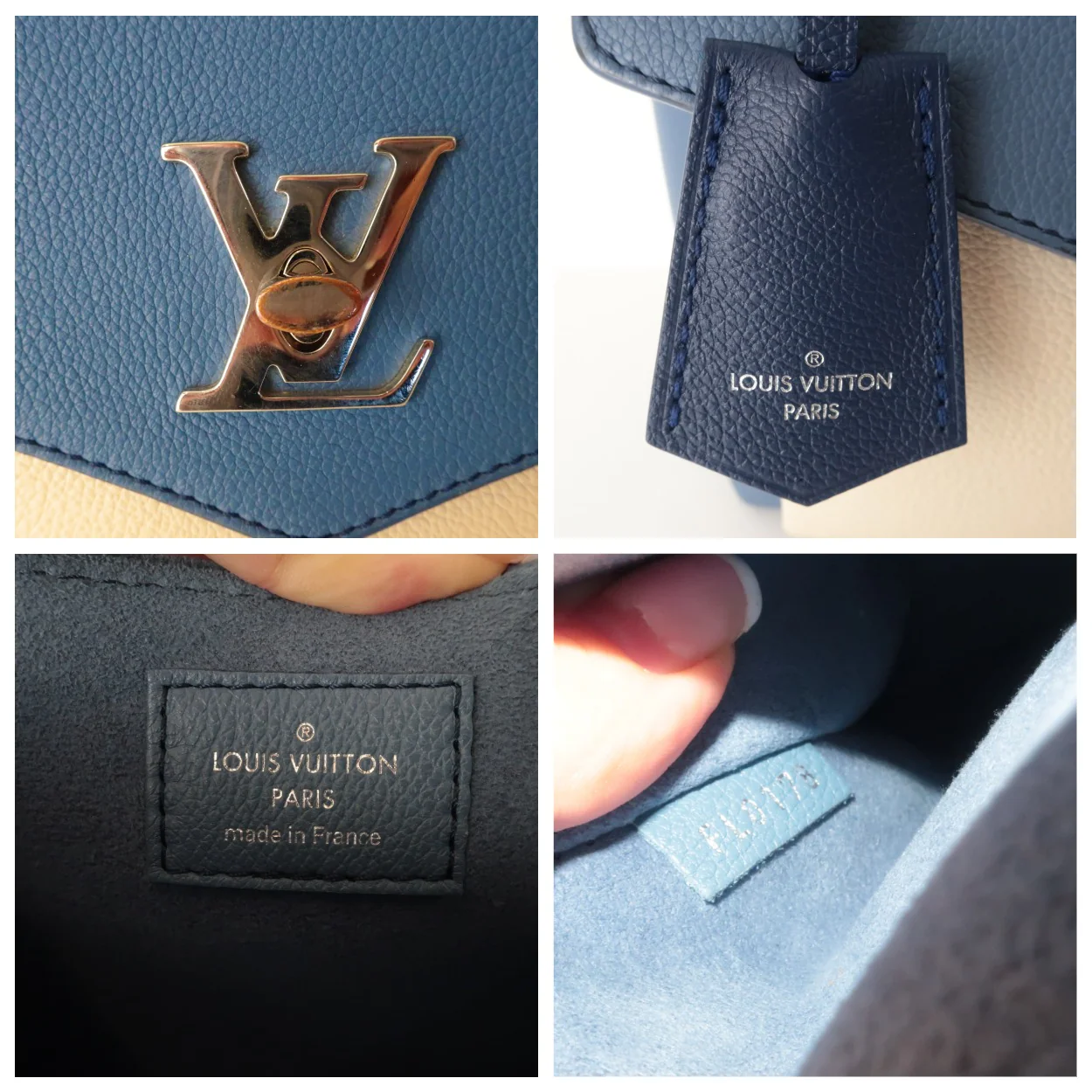 Louis Vuitton Blue/Beige Pebbled Leather Mylockme Bag - Image 9