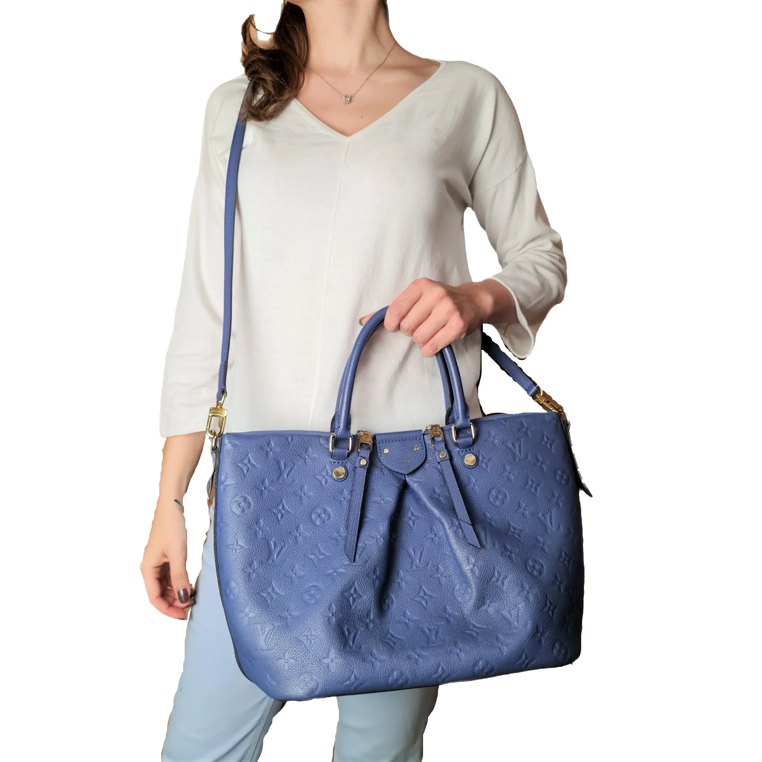Louis Vuitton Blue Empreinte Leather Mazarine MM Bag