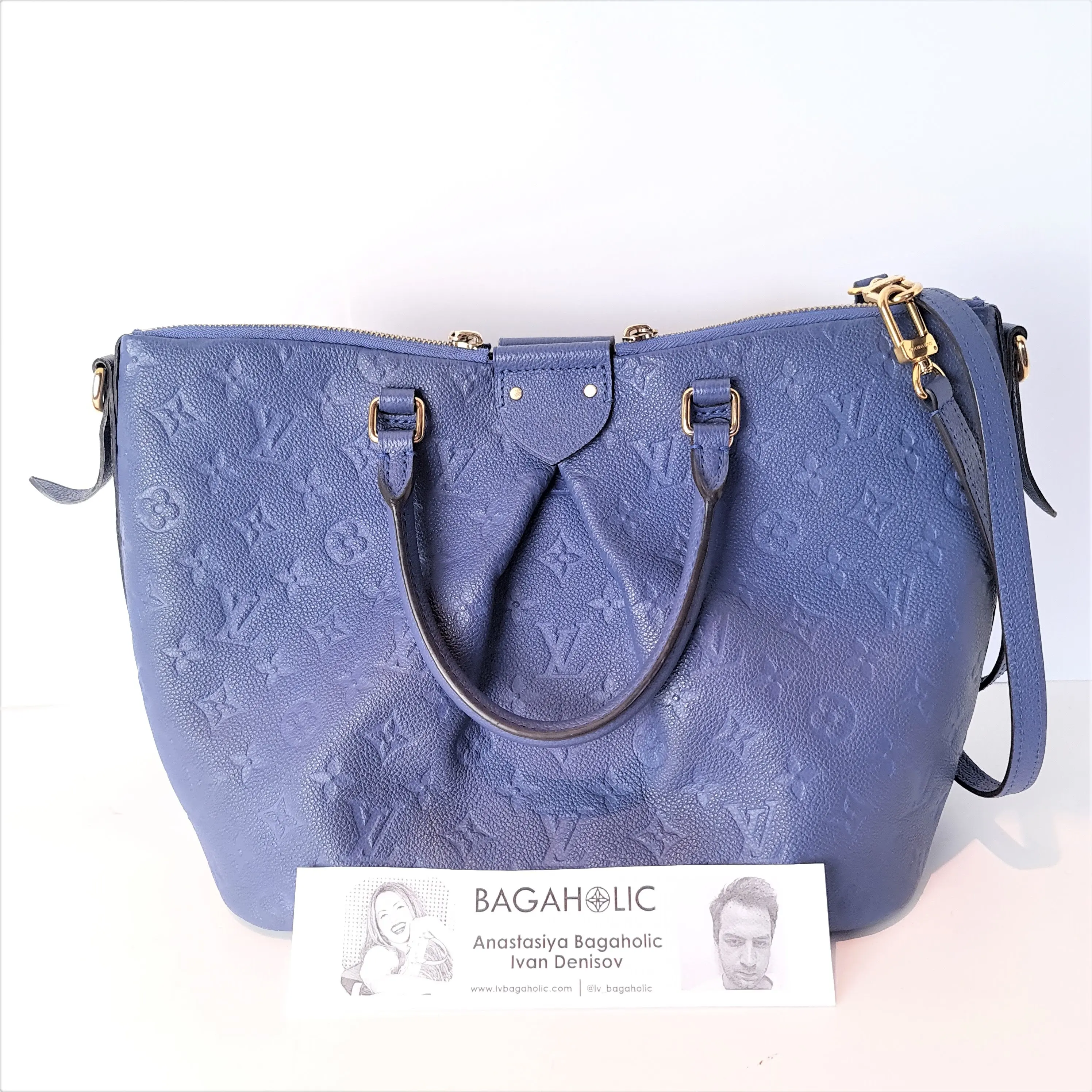 Louis Vuitton Blue Empreinte Leather Mazarine MM Bag - Image 3