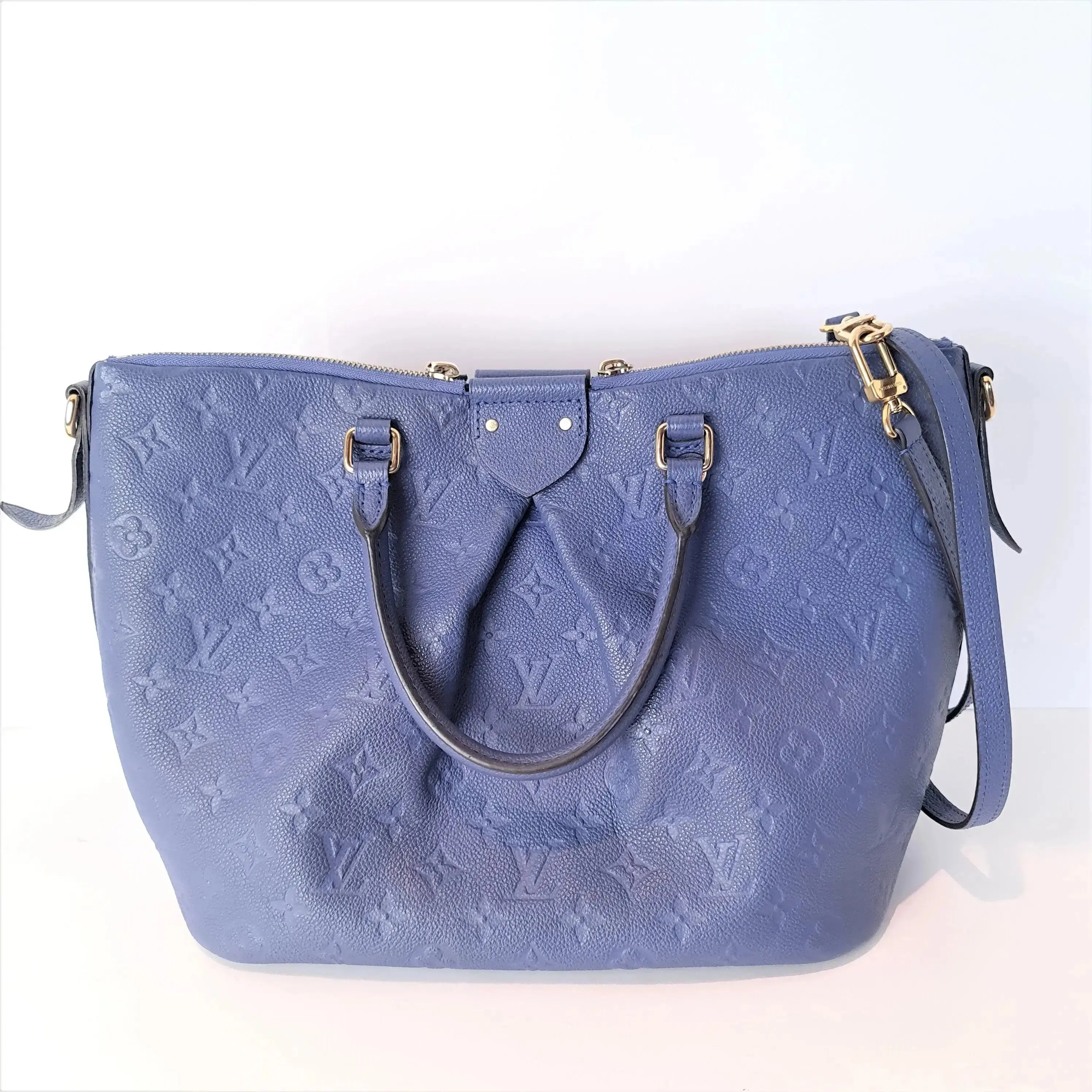Louis Vuitton Blue Empreinte Leather Mazarine MM Bag - Image 5