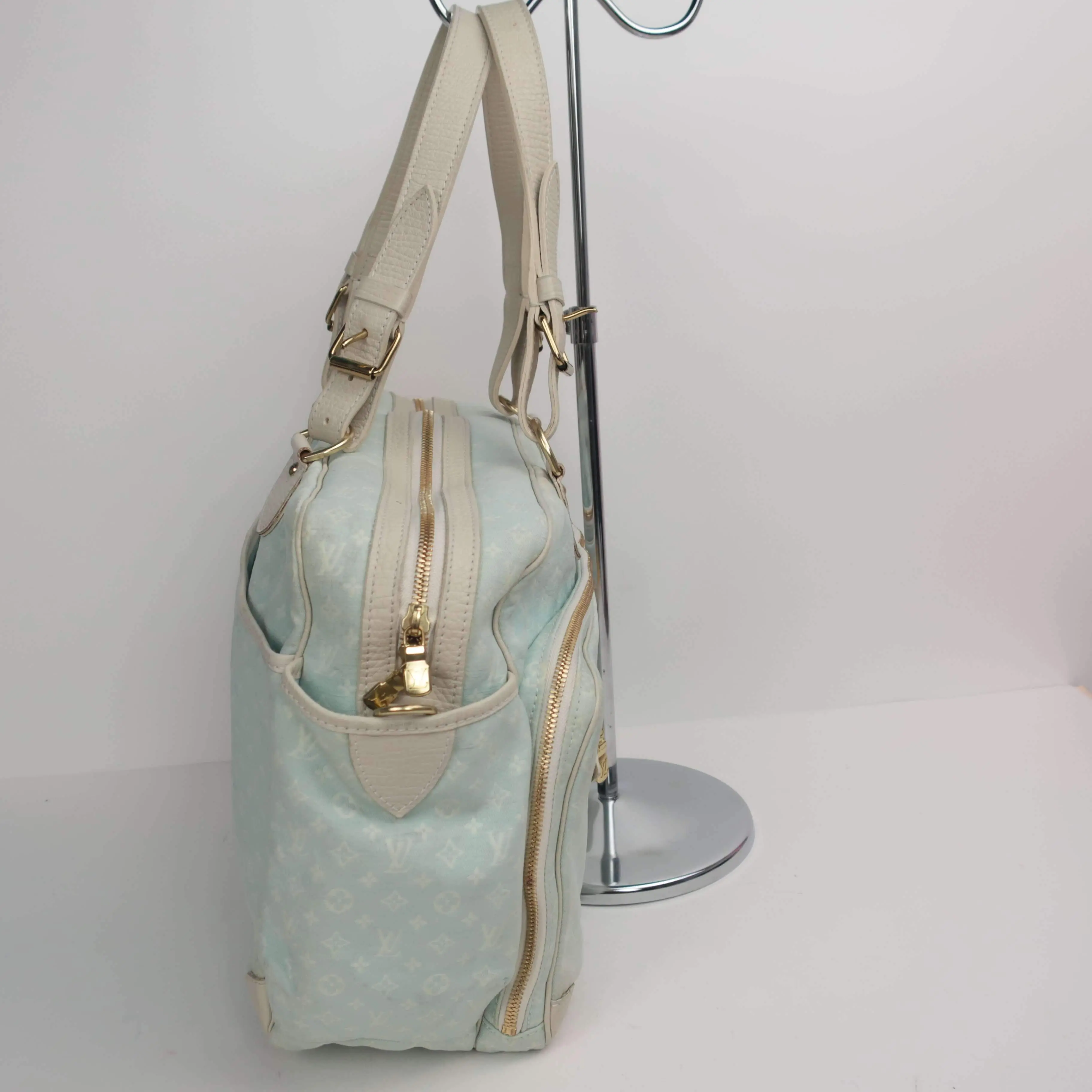 Louis Vuitton Blue Monogram Mini Lin Diaper Bag with diaper board - Image 47