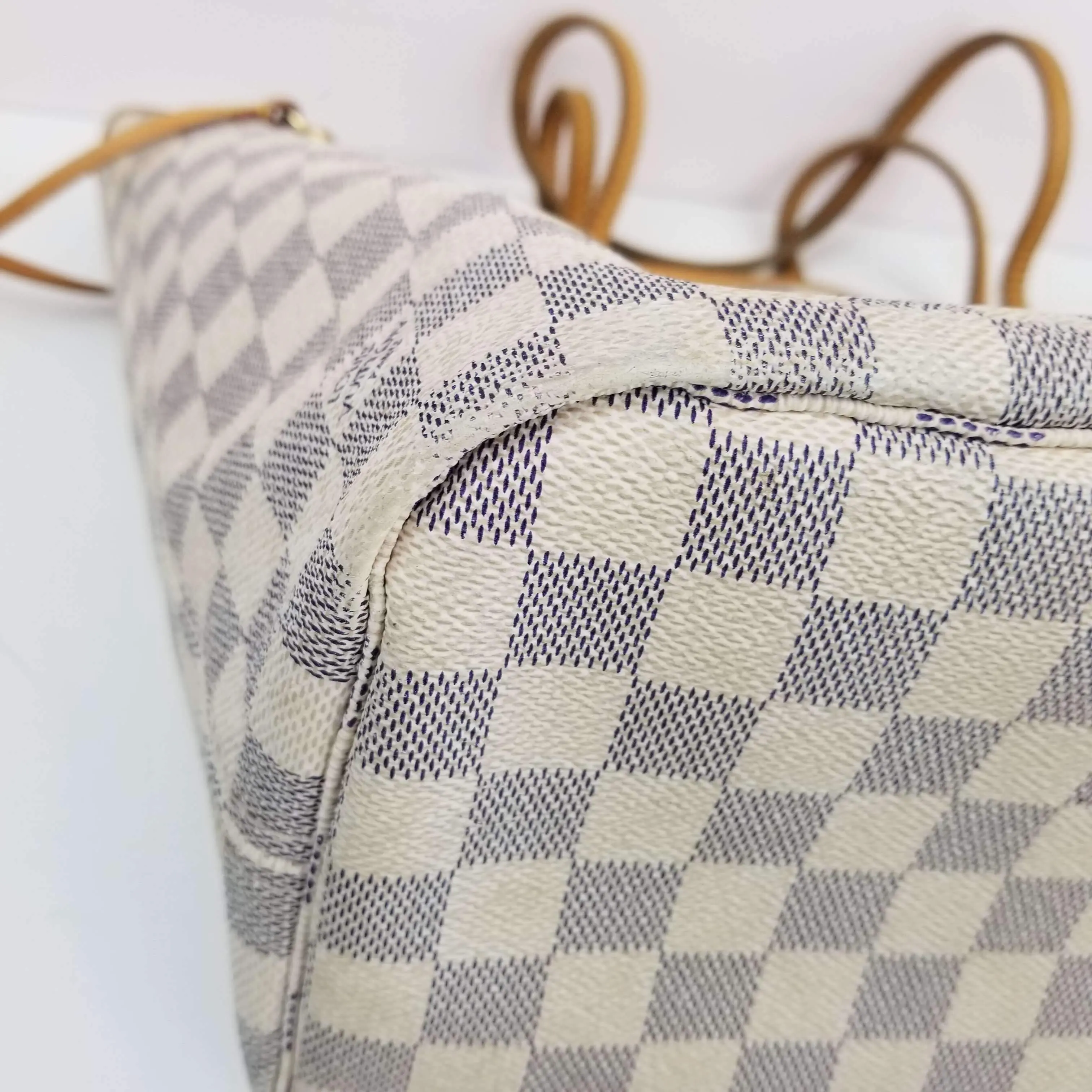 Louis Vuitton Damier Azur Neverfull MM Bag (with Initials) - Image 17