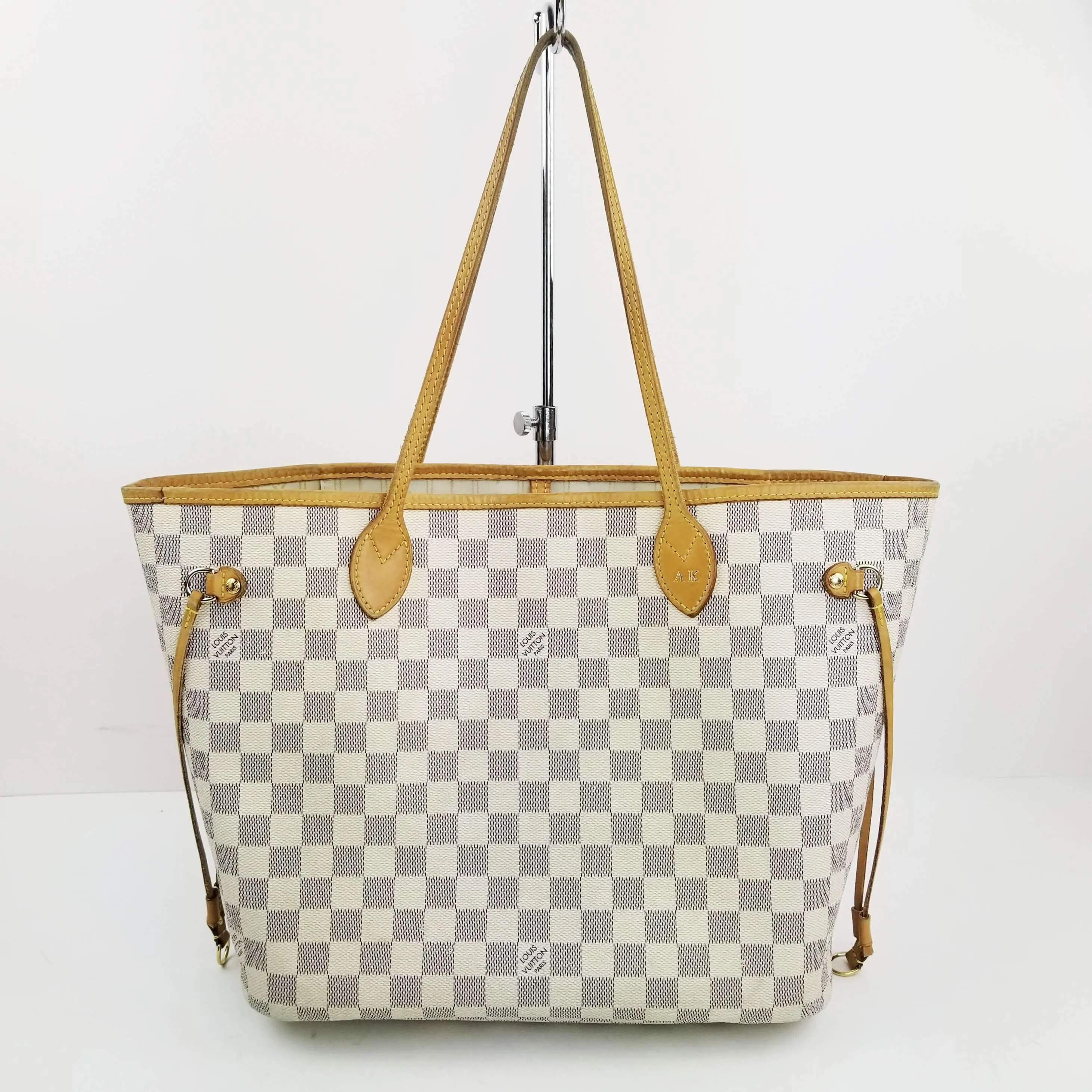 Louis Vuitton Damier Azur Neverfull MM Bag (with Initials) - Image 2