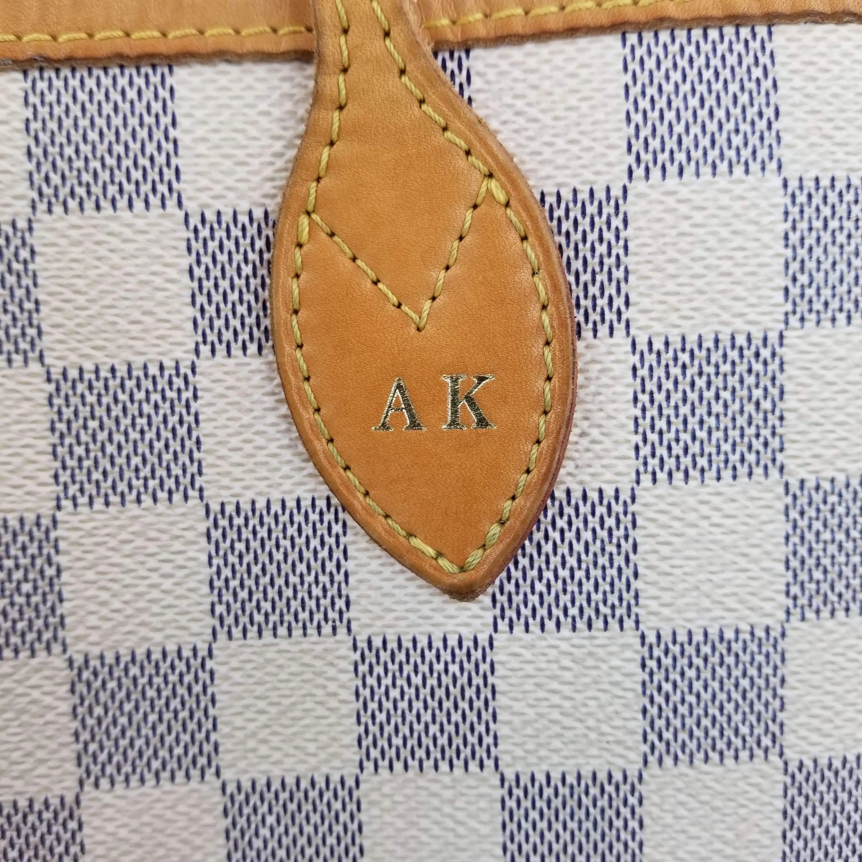 Louis Vuitton Damier Azur Neverfull MM Bag (with Initials) - Image 3