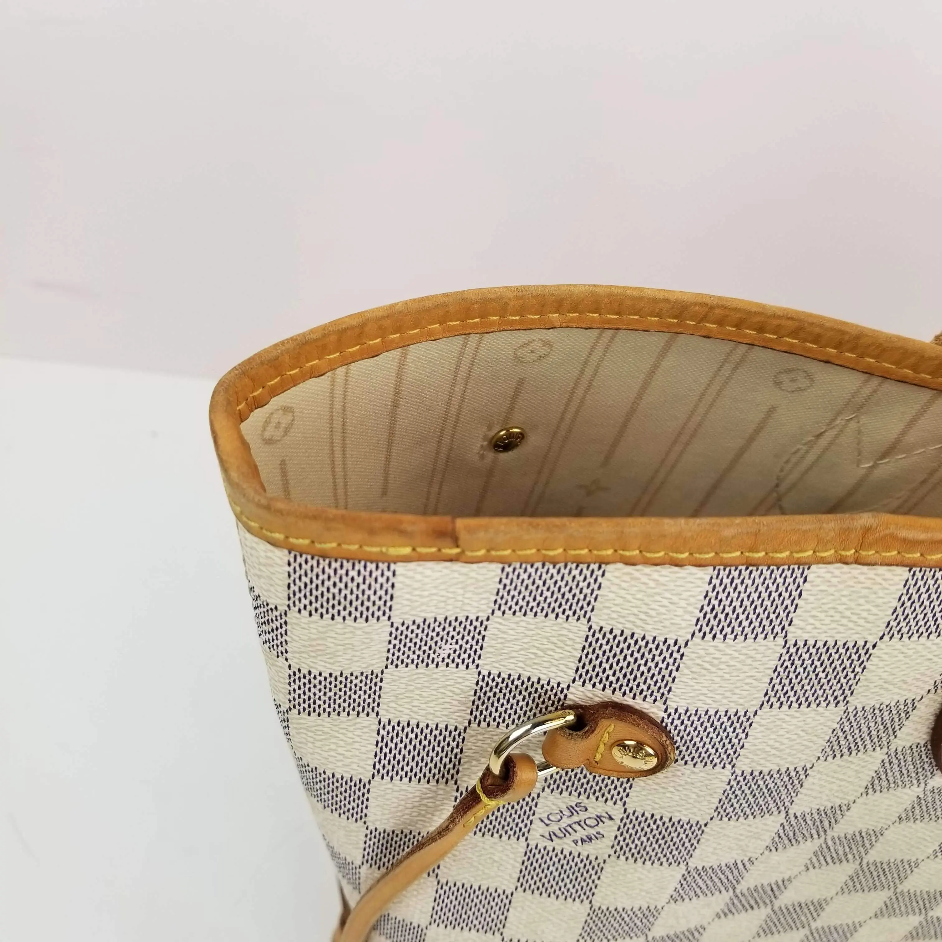 Louis Vuitton Damier Azur Neverfull MM Bag (with Initials) - Image 7