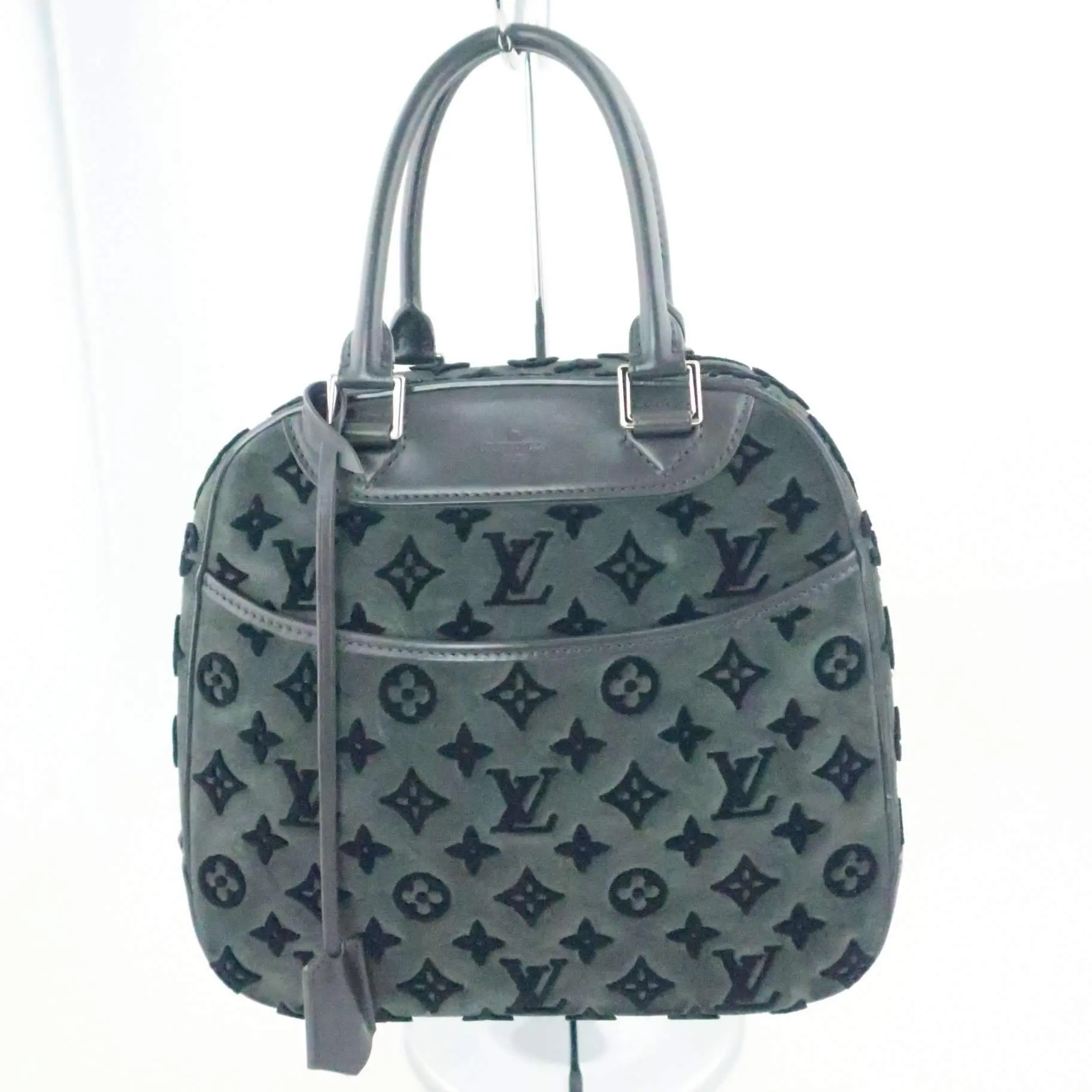 Louis Vuitton Limited Edition Gris Suede Monogram Tuffetage Deauville Cube Bag - Image 3