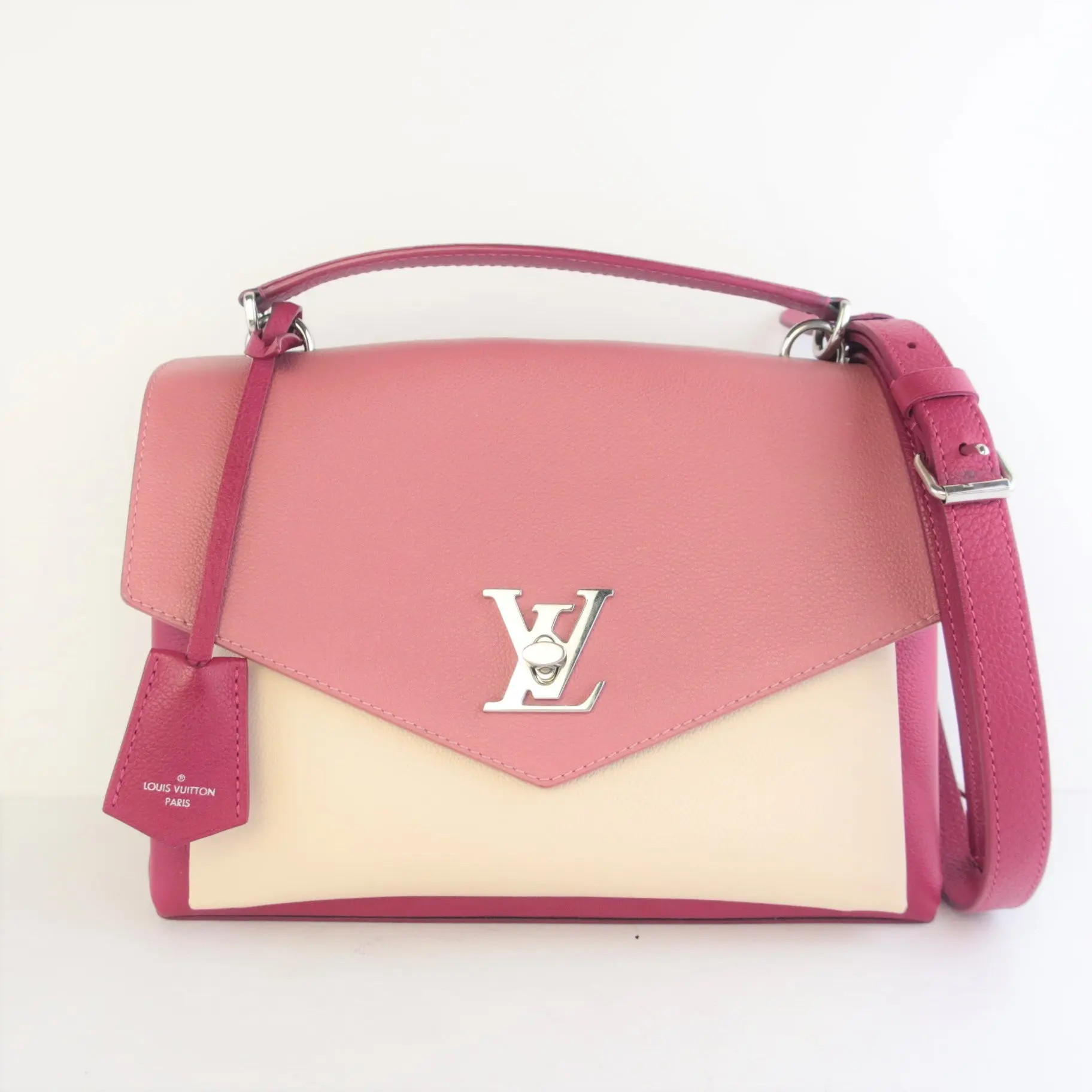 Louis Vuitton Fuchsia/Pink Pebbled Leather Mylockme Bag - Image 9