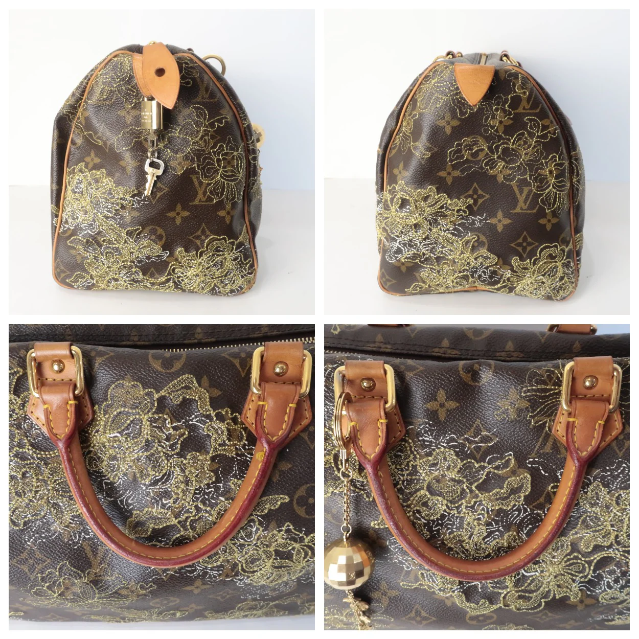 Louis Vuitton Gold Speedy Dentelle Bag + charm! - Image 6