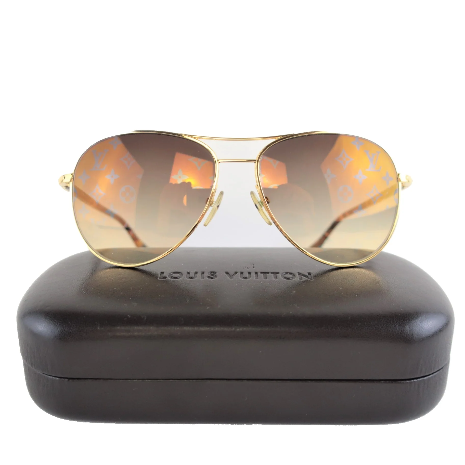 Louis Vuitton Goldtone Monogram Conspiration Pilote Sunglasses