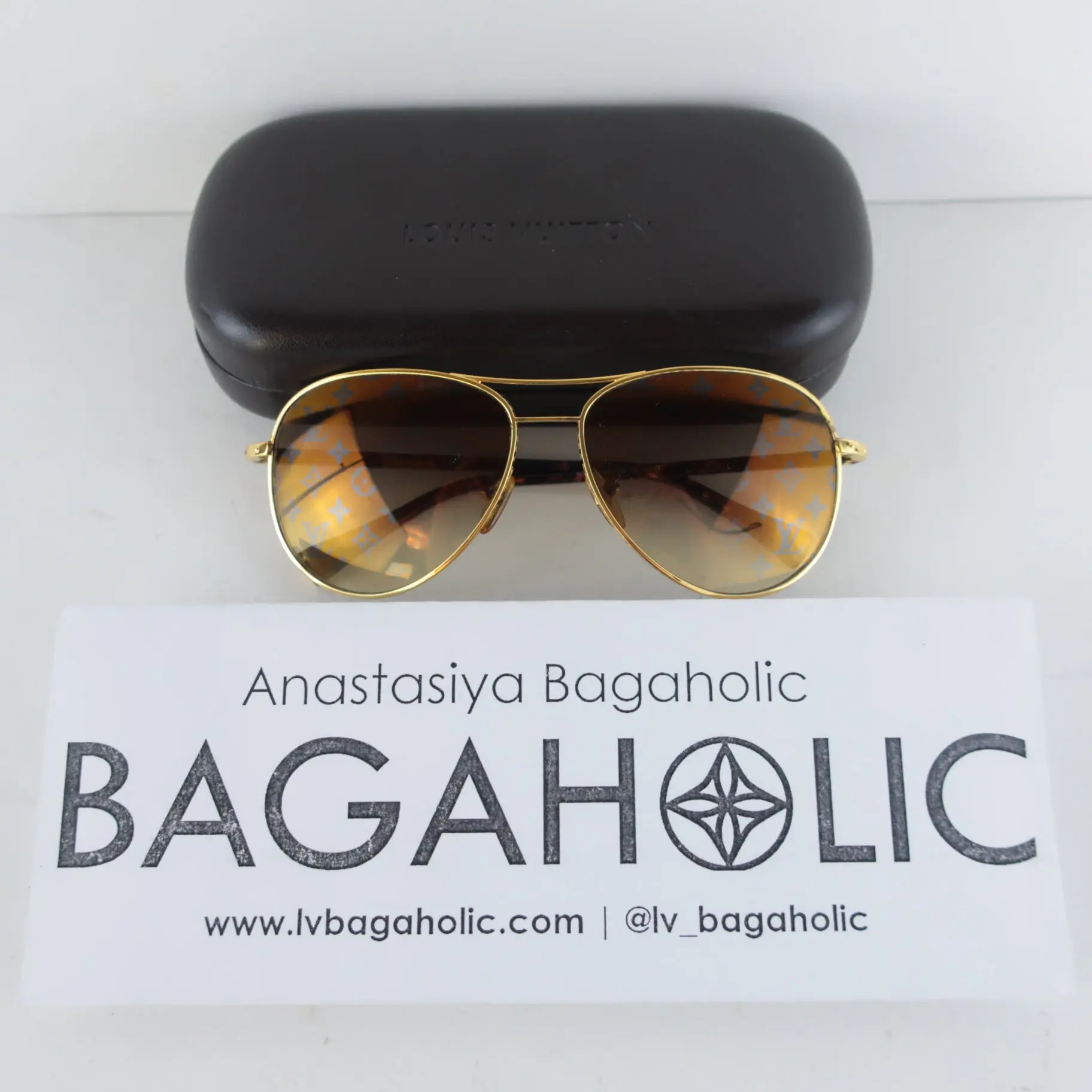 Louis Vuitton Goldtone Monogram Conspiration Pilote Sunglasses (648) - Image 2