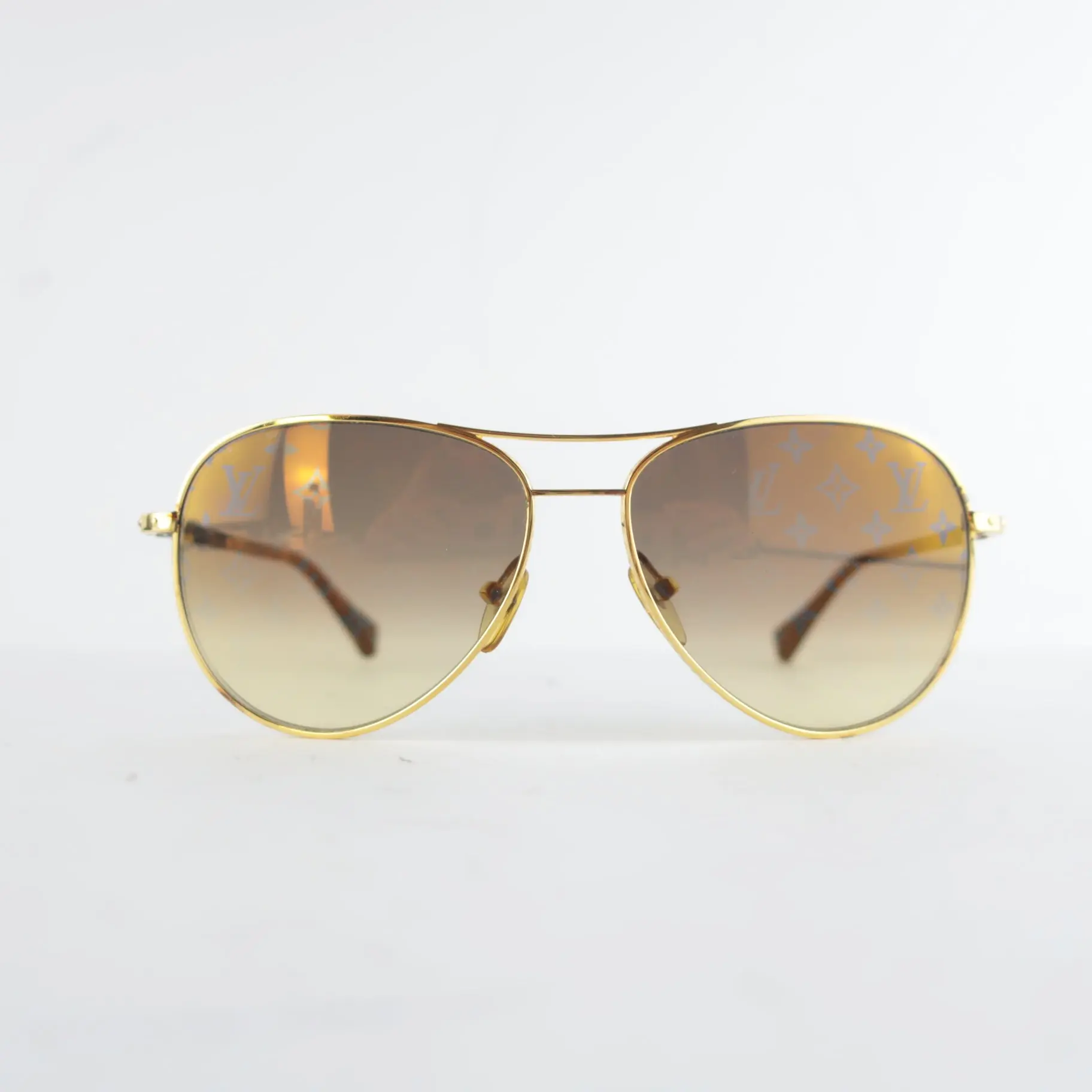Louis Vuitton Goldtone Monogram Conspiration Pilote Sunglasses (648) - Image 7