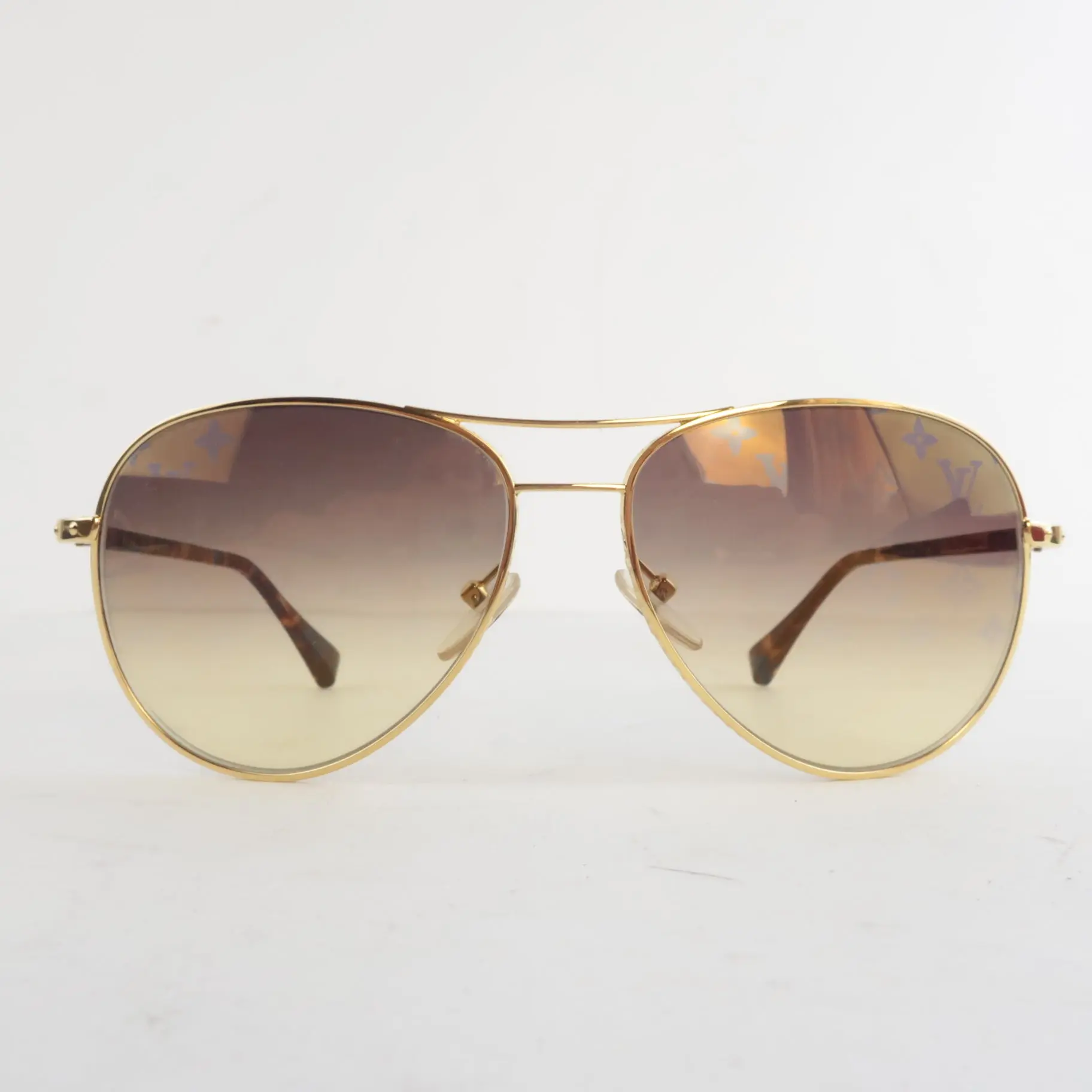 Louis Vuitton Goldtone Monogram Conspiration Pilote Sunglasses (682) - Image 3