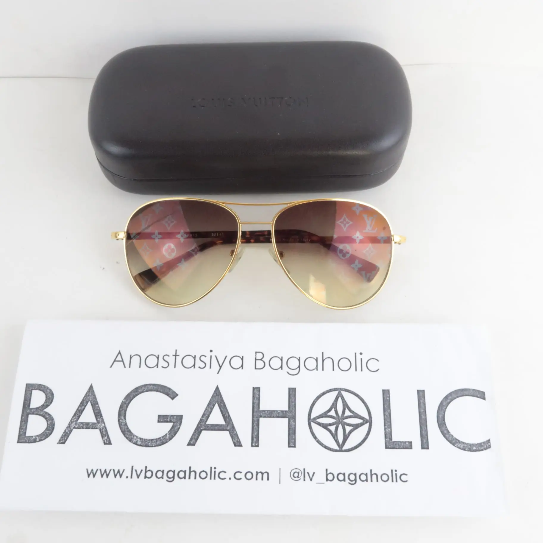 Louis Vuitton Goldtone Monogram Conspiration Pilote Sunglasses (684) - Image 2