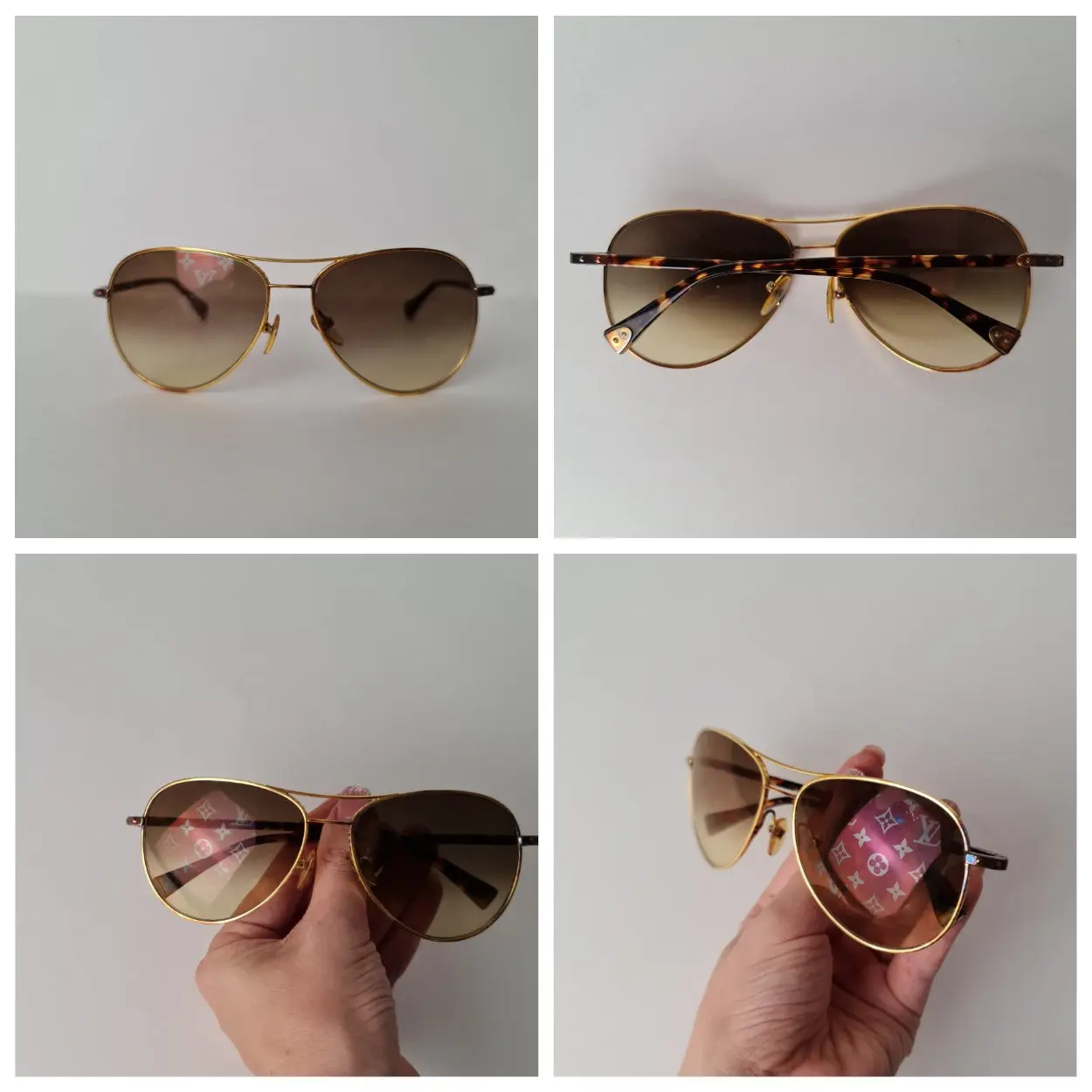 Louis Vuitton Goldtone Monogram Pilote Sunglasses - Image 12
