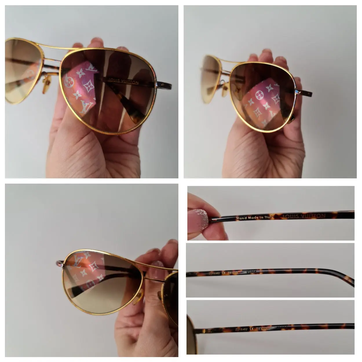 Louis Vuitton Goldtone Monogram Pilote Sunglasses - Image 13