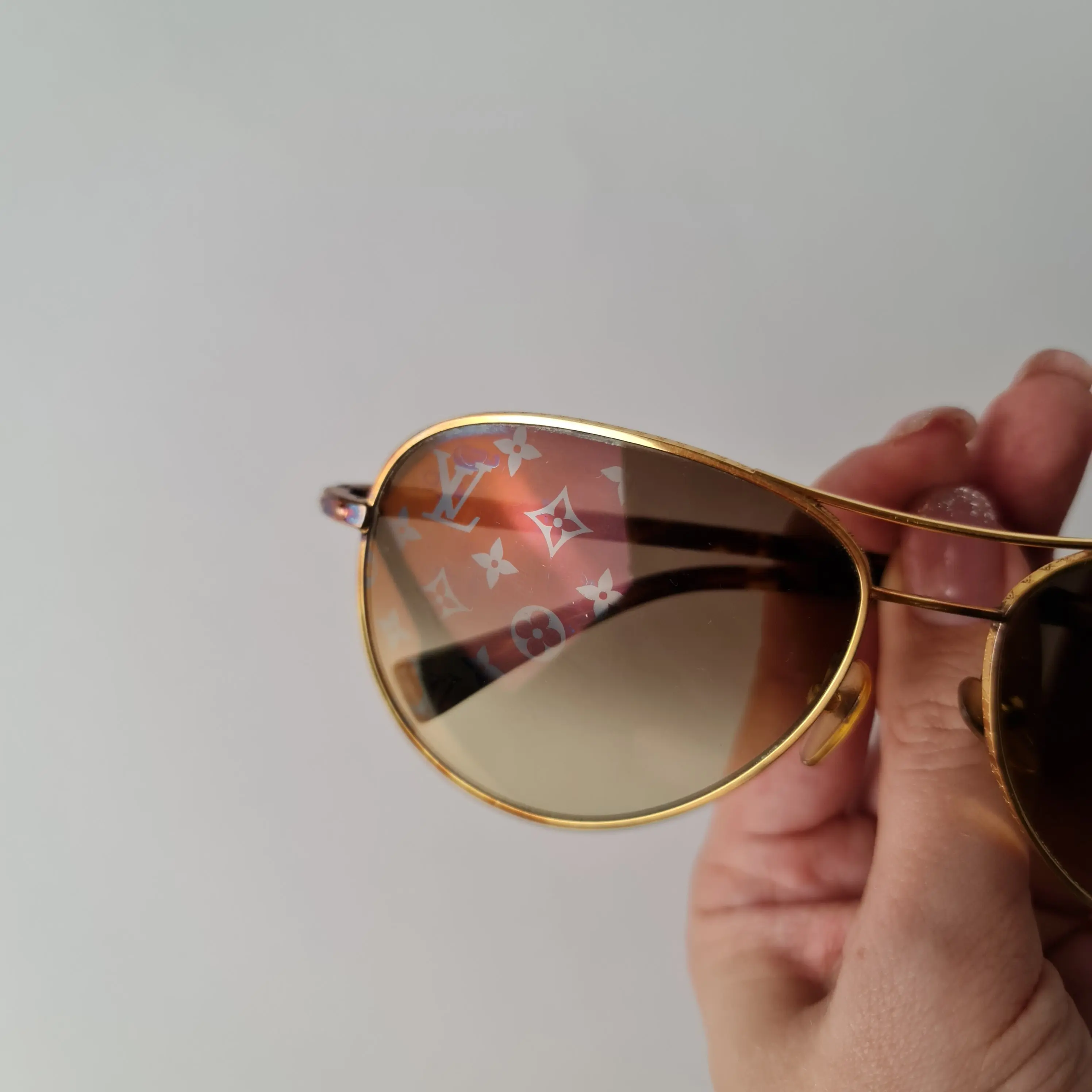 Louis Vuitton Goldtone Monogram Pilote Sunglasses - Image 16
