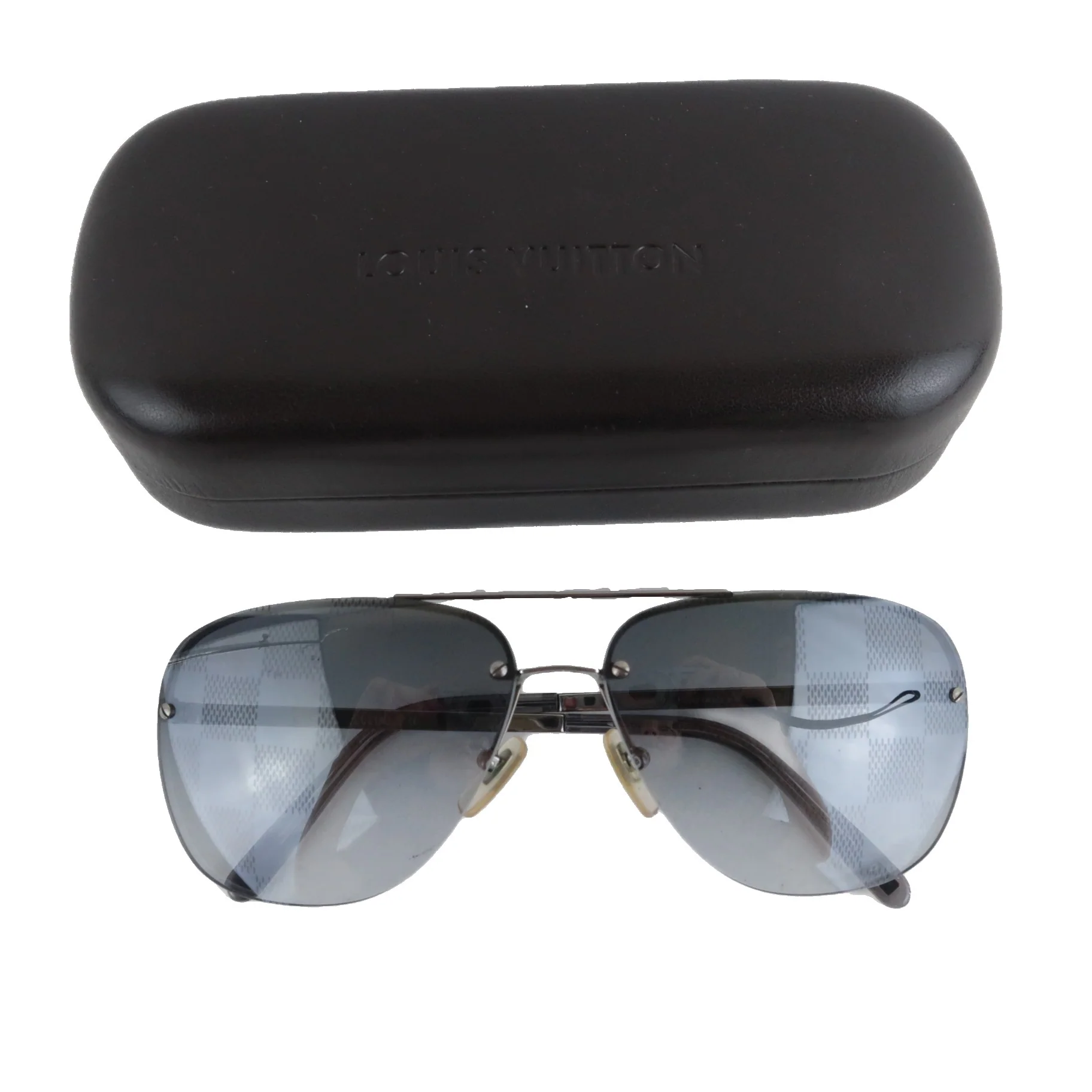 Louis Vuitton Grey Socoa Damier Aviators Sunglasses Sunglasses (672)