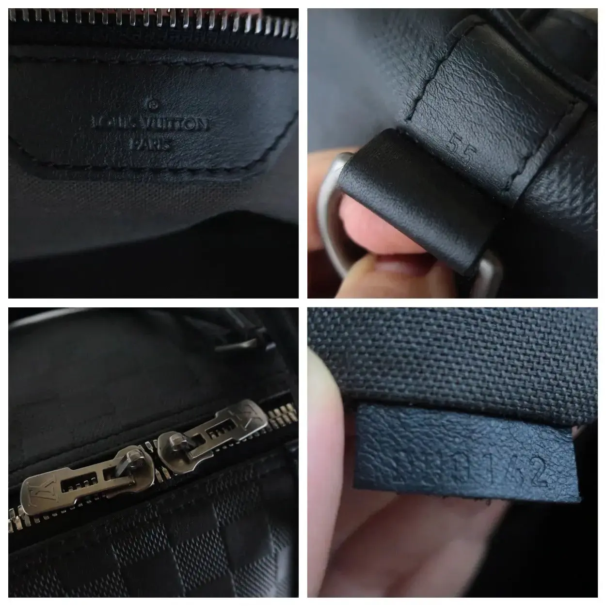 Louis Vuitton Keepall 55 Damier Graphite Black Leather Bag - Image 5