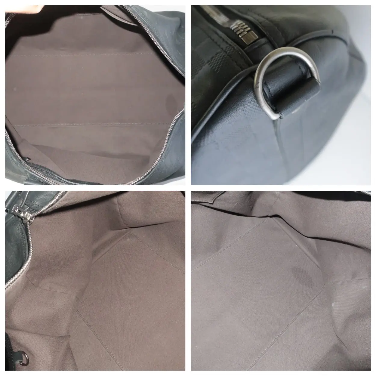 Louis Vuitton Keepall 55 Damier Graphite Black Leather Bag - Image 8
