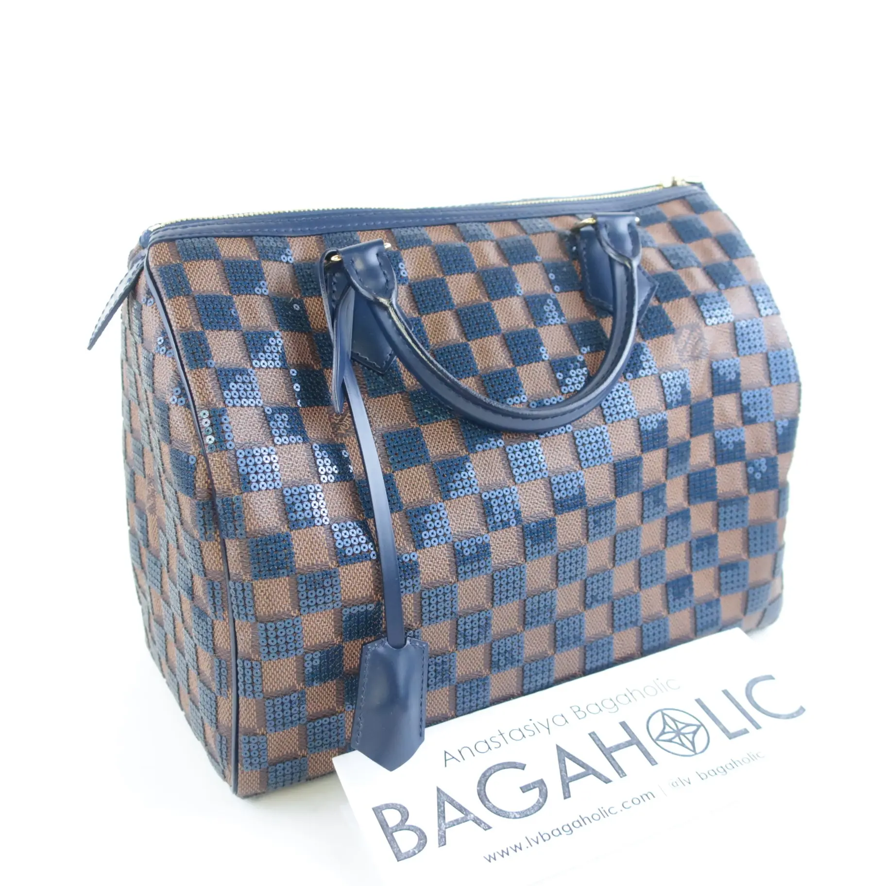 Louis Vuitton Limited Blue Paillettes Speedy 30 Bag - Image 2