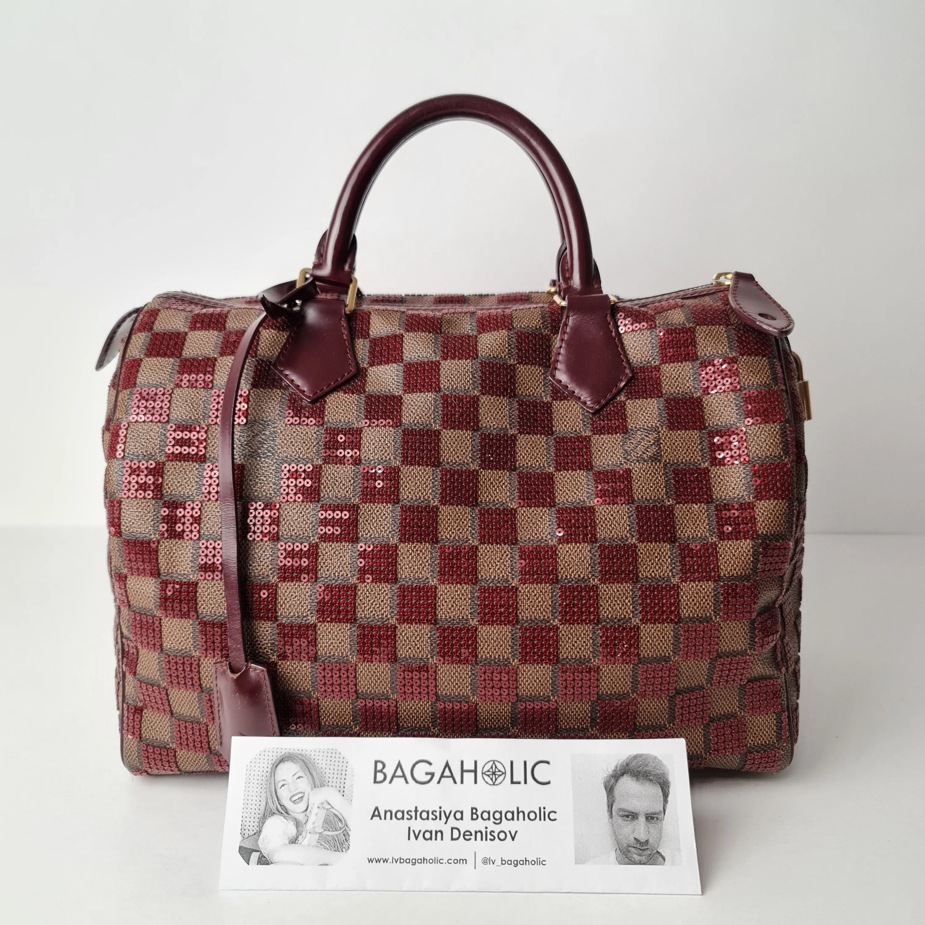 Louis Vuitton Damier Paillettes Speedy 30 Bag Bordeaux - Image 3