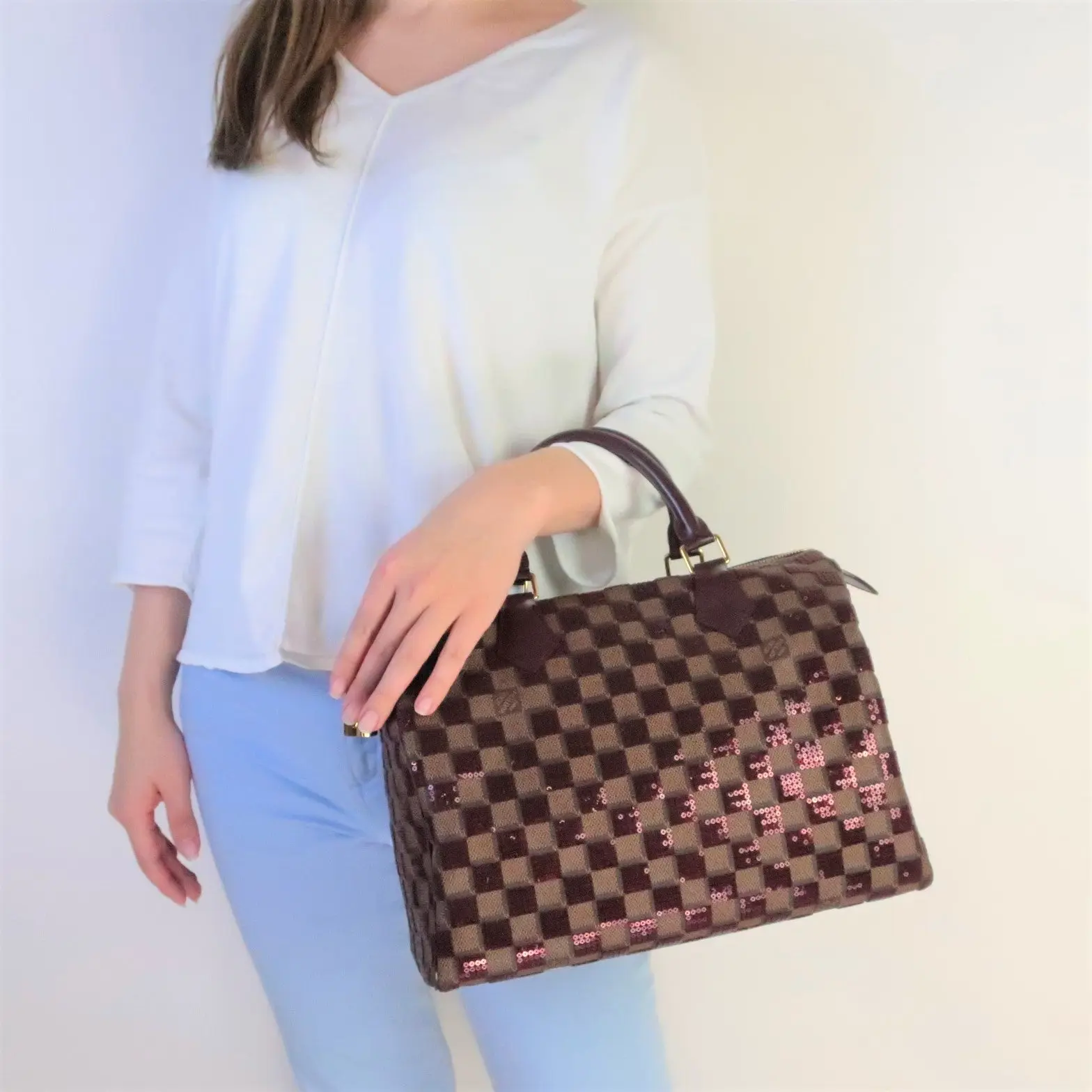 Louis Vuitton Bordeaux Damier Paillettes Speedy 30 Bag