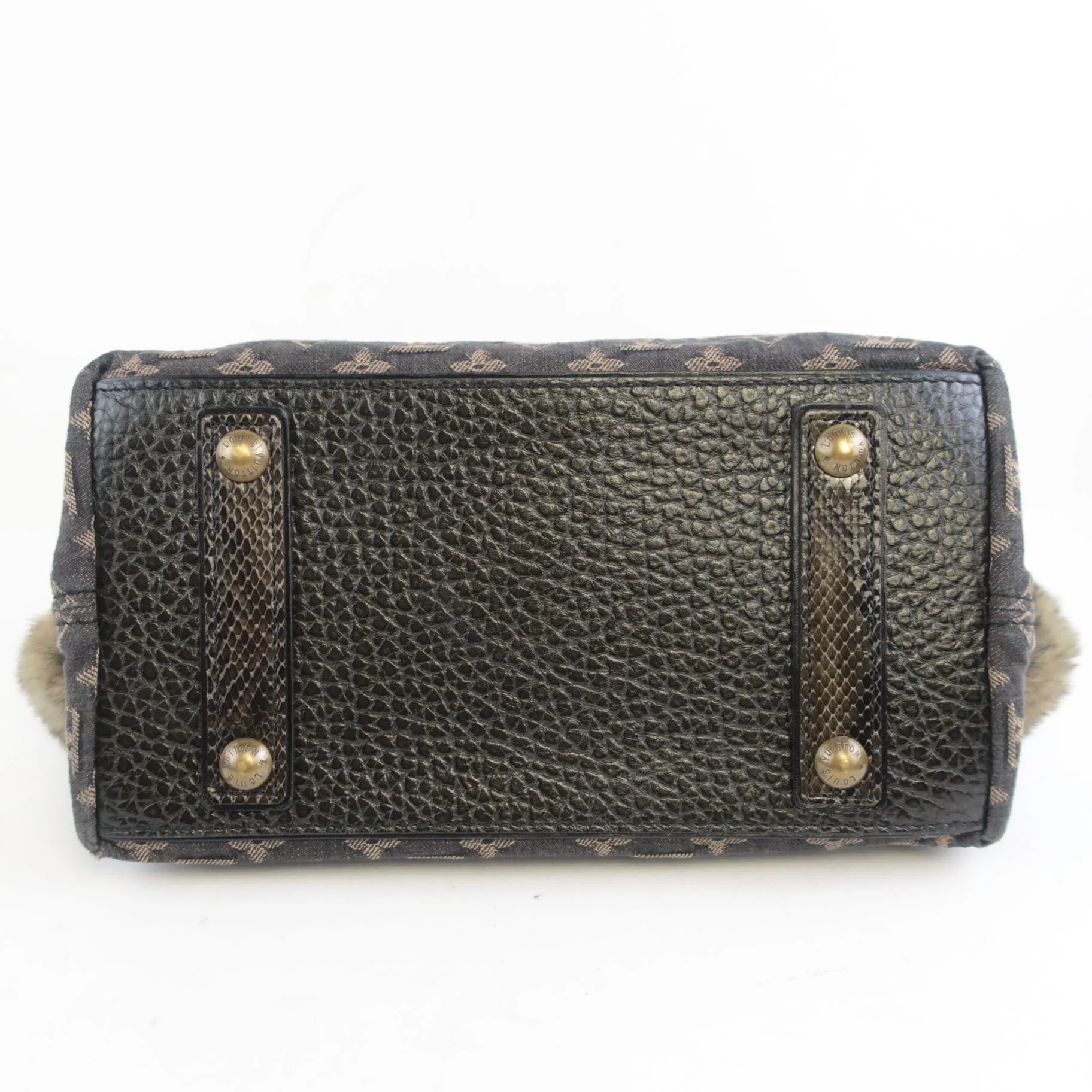Louis Vuitton Limited Edition Chinchilla Denim Demi Lune Bag - Image 6