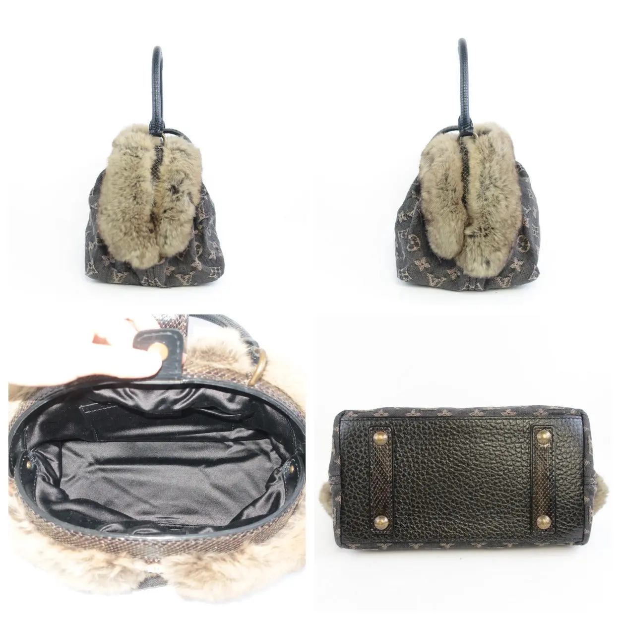 Louis Vuitton Limited Edition Chinchilla Denim Demi Lune Bag - Image 9