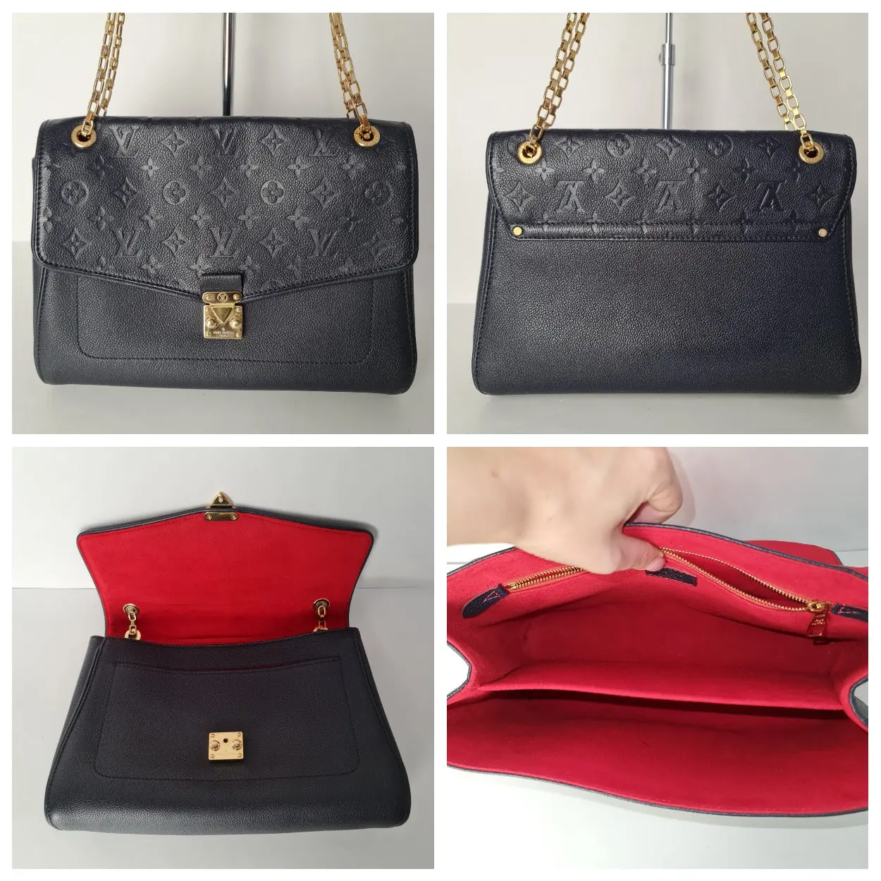 Louis Vuitton Marine Rouge Monogram Empreinte Leather Saint Germain MM Crossbody Bag (753) - Image 10