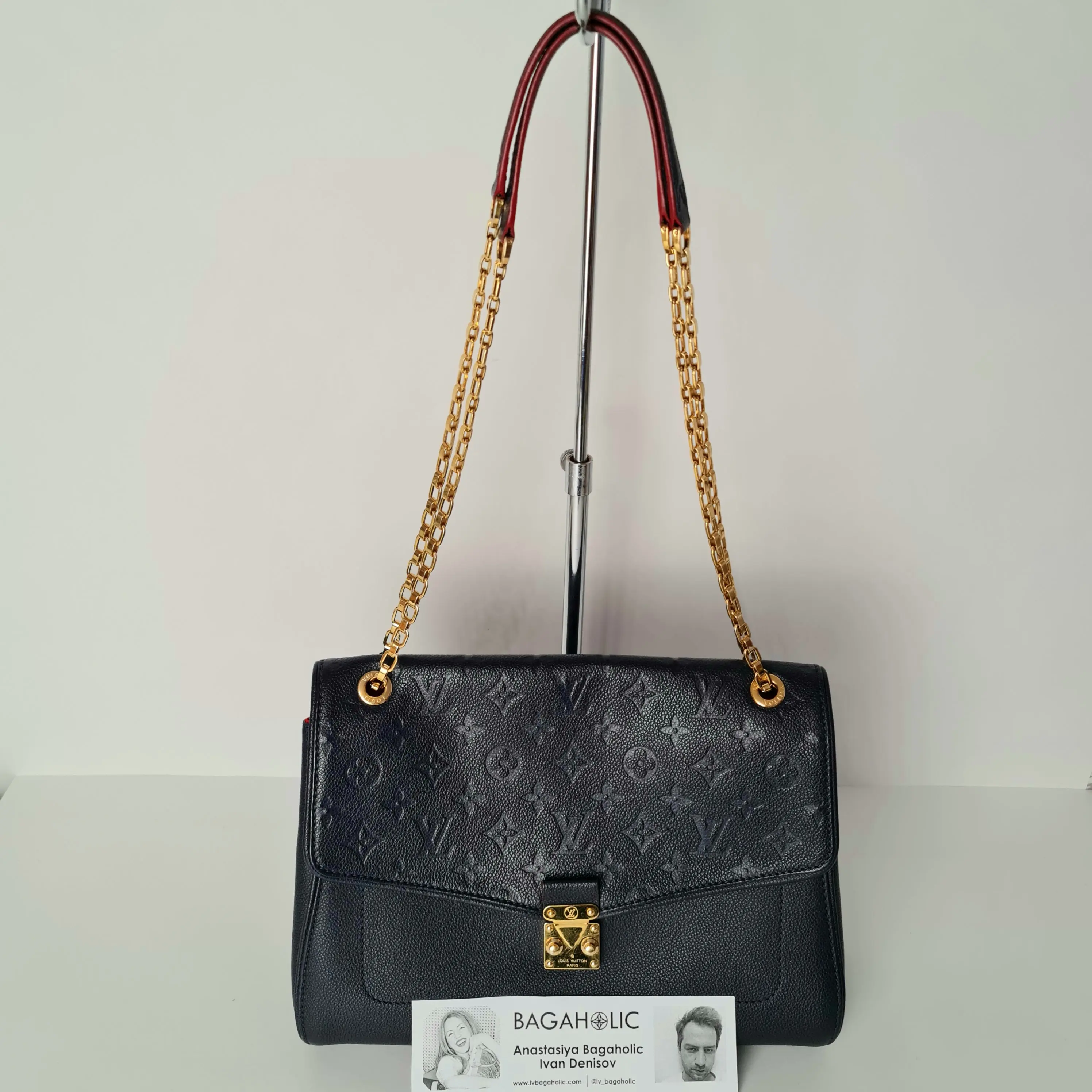 Louis Vuitton Marine Rouge Monogram Empreinte Leather Saint Germain MM Crossbody Bag (753) - Image 3